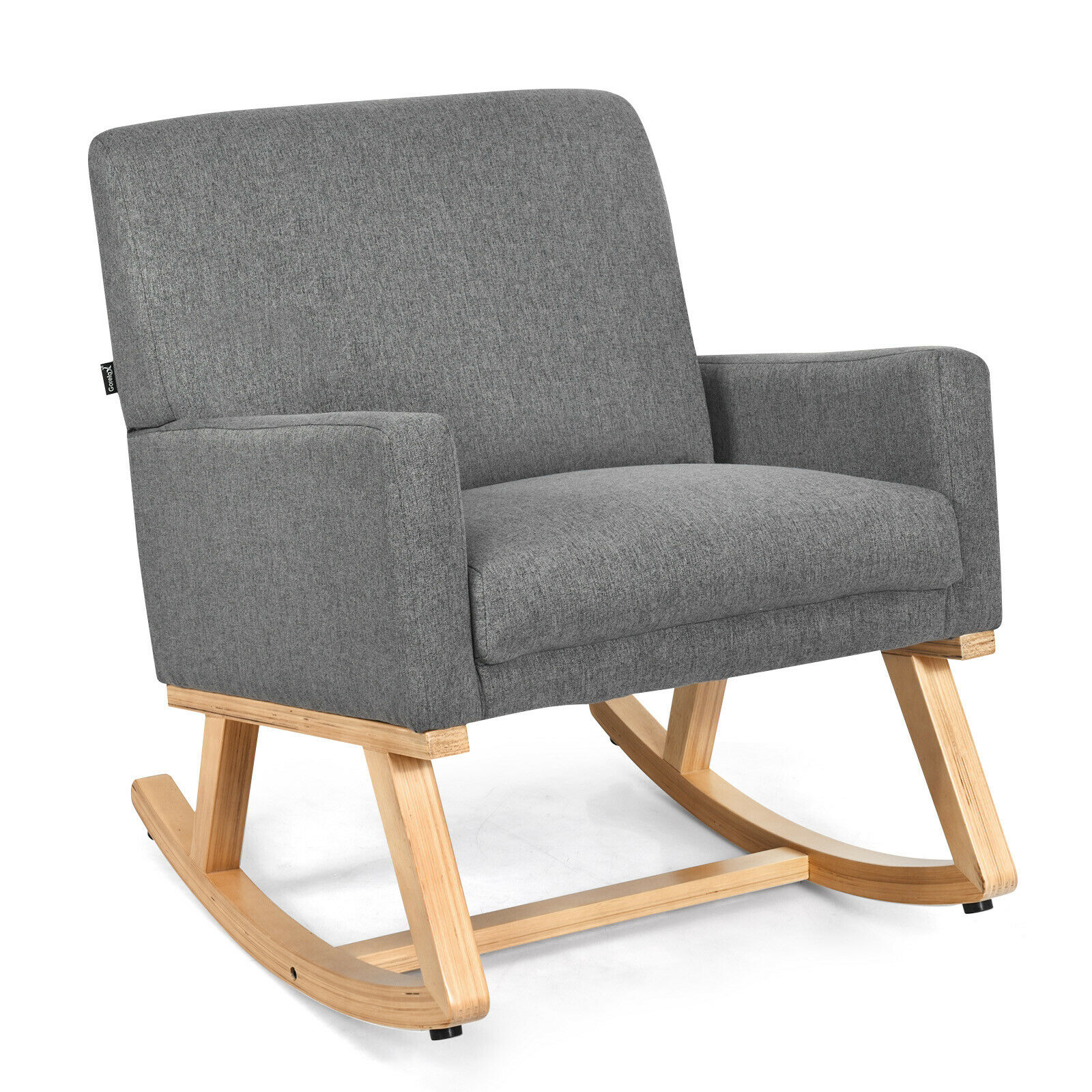 Fabric Upholstered Recliner Rocking Chair Armchair Lounge Sofa Seat Relax Rocker-Grey - Savings Store