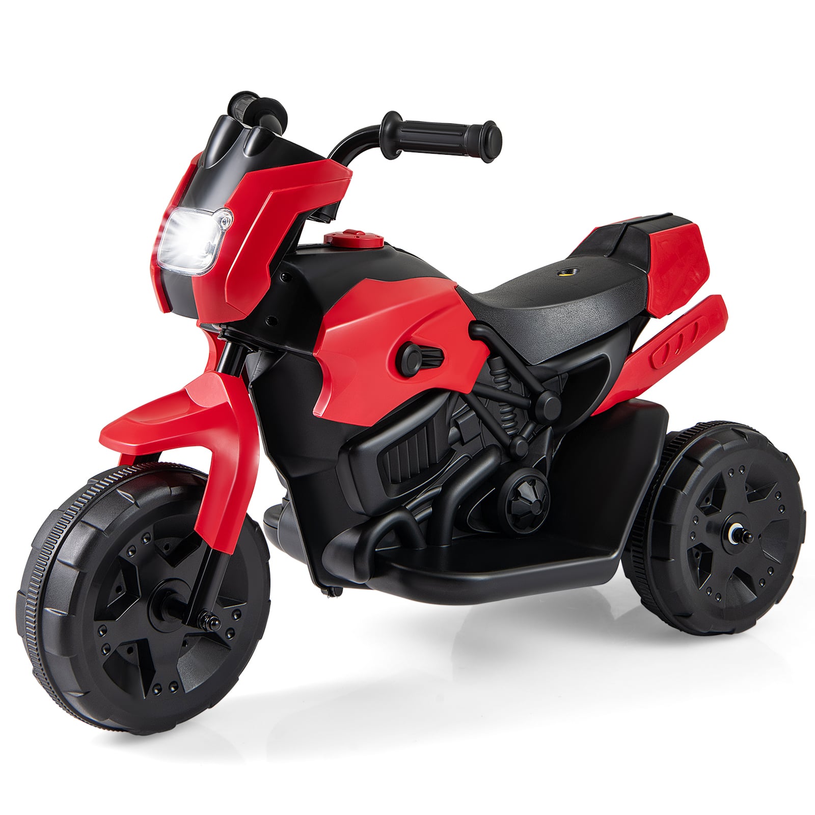 QVARO 6V Kids 3-Wheel Ride-On Motorbike with LED Light-Red - Savings Store