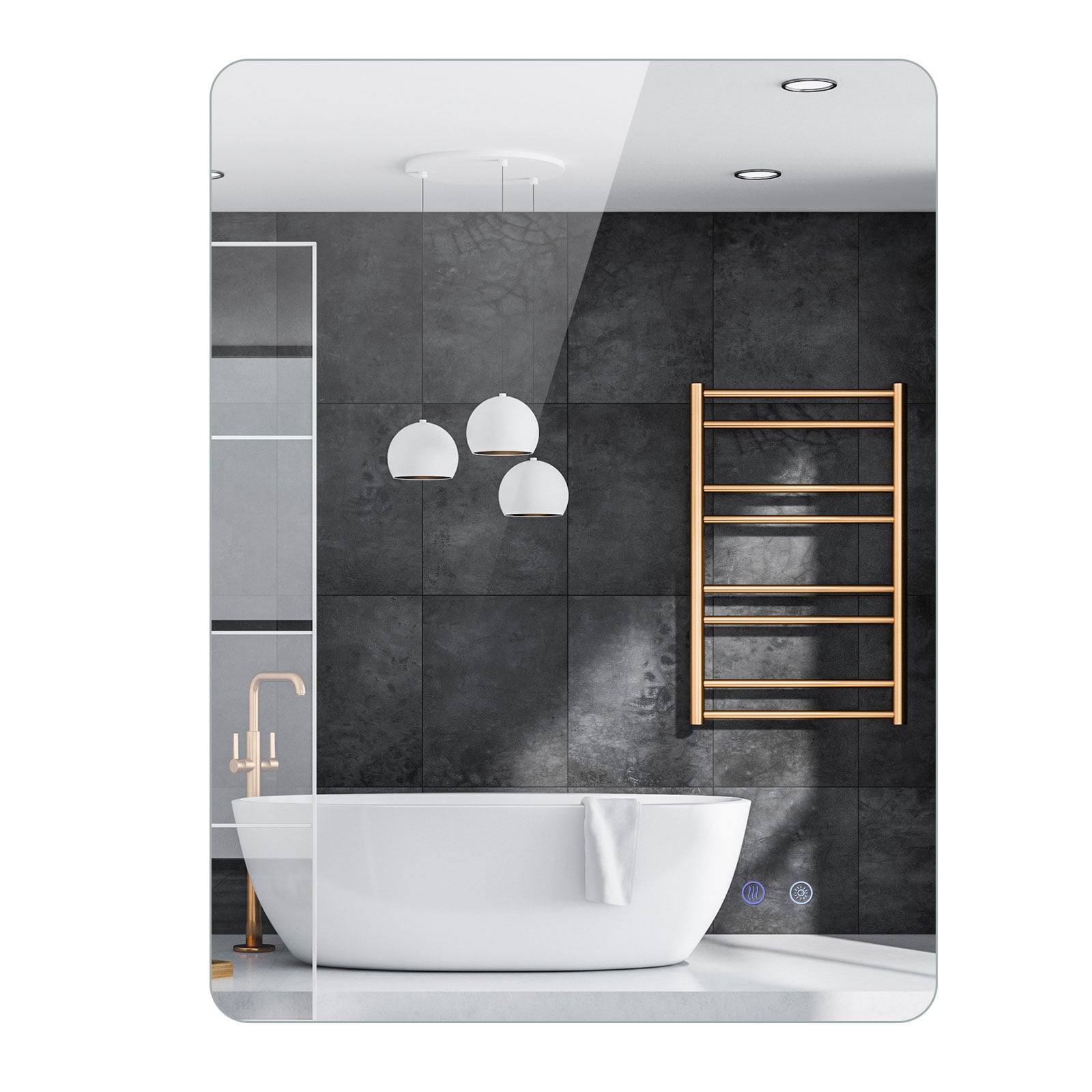 80cm x 60cm Rectangle LED Lighted Mirror Wall Mounted Mirror - Savings Store