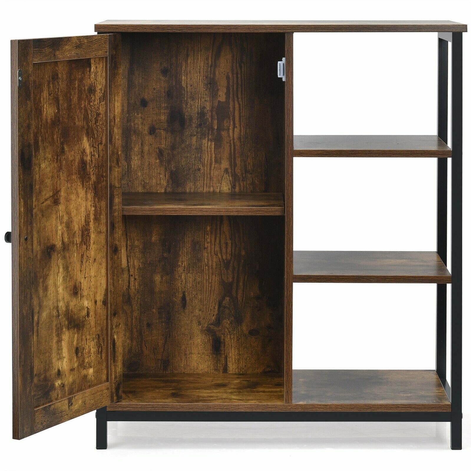 Sideboard - Industrial Styled Freestanding Storage Cupboard with 3 Side Shelves - Savings Store