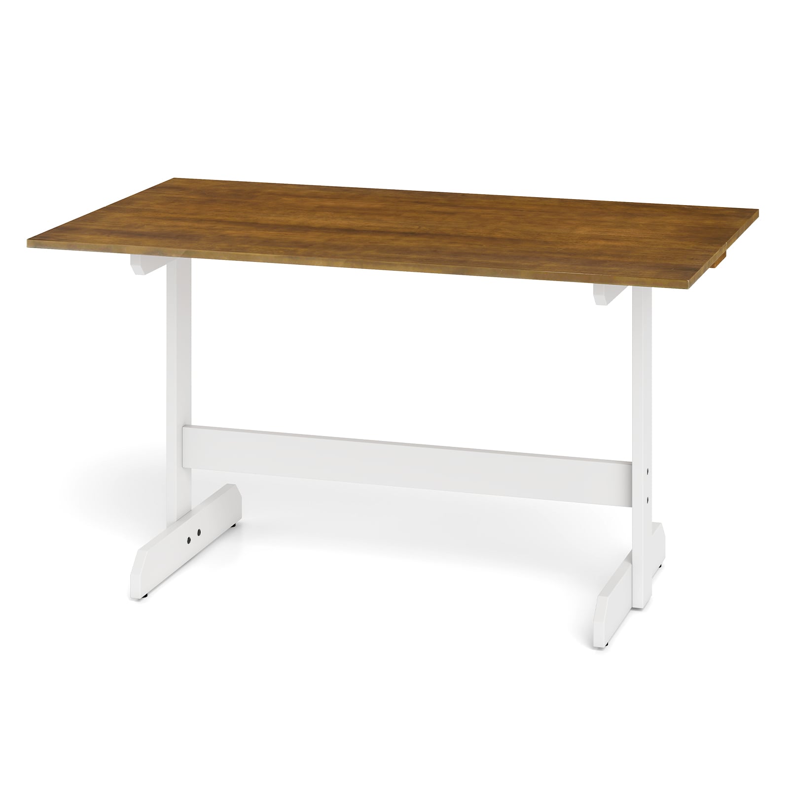 Rectangular Dining Table with Wood Trestle Base-Walnut - Savings Store