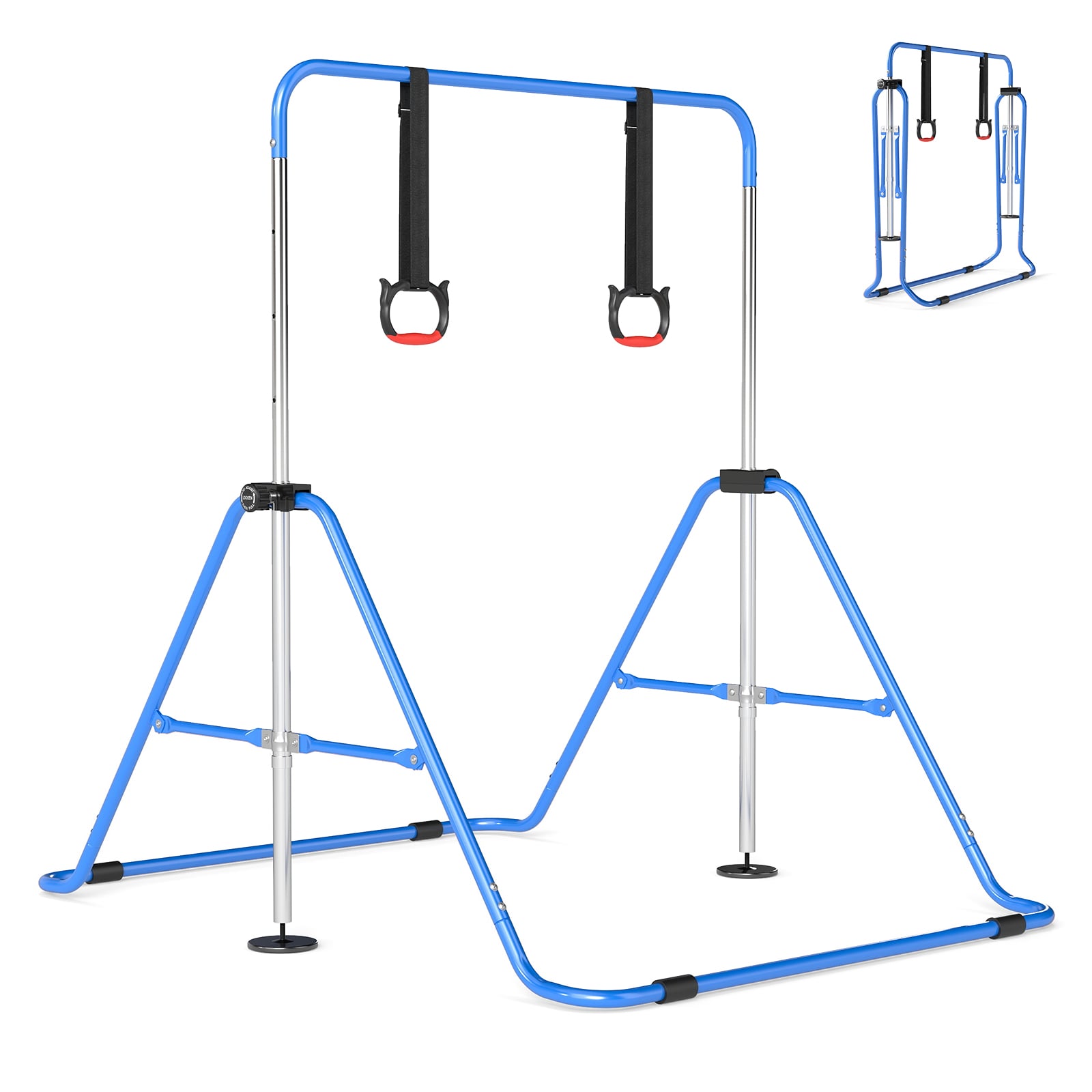 AVIRA Expandable Gymnastic Bar for Kids 4-Level Height Adjustable Gymnastic Bar-Navy - Savings Store
