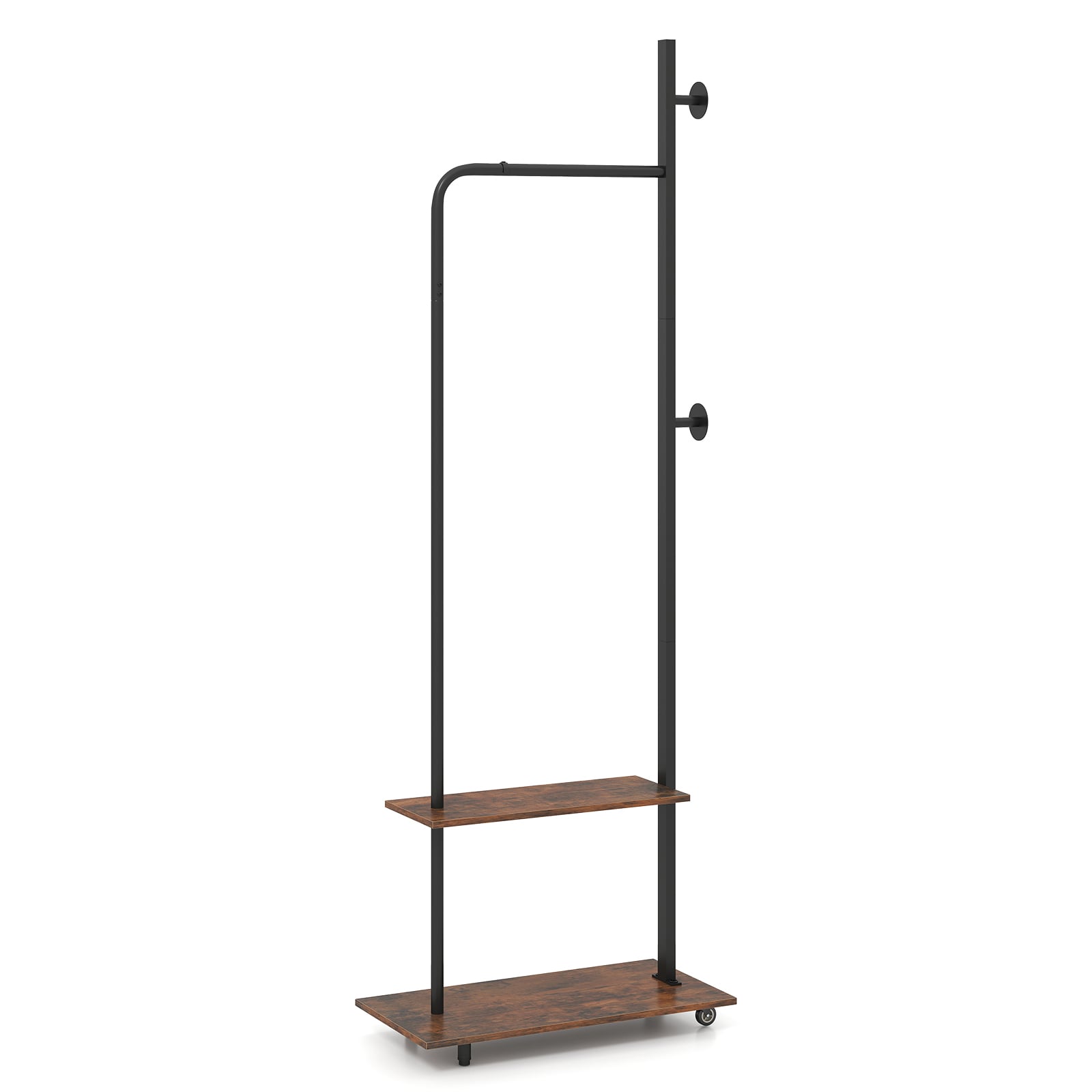 Freestanding Clothing Rack with Wheels and Hanging Rod-Rustic Brown - Savings Store