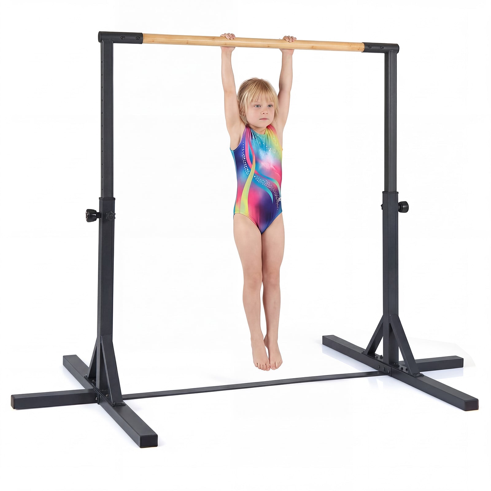 FIROX Adjustable Gymnastics Bar with 12 Height Levels-Black - Savings Store