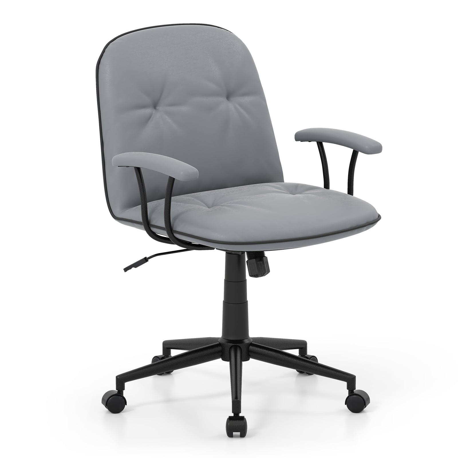 VLOR PU Leather Office Chair with Adjustable Height & Rocking-Grey - Savings Store