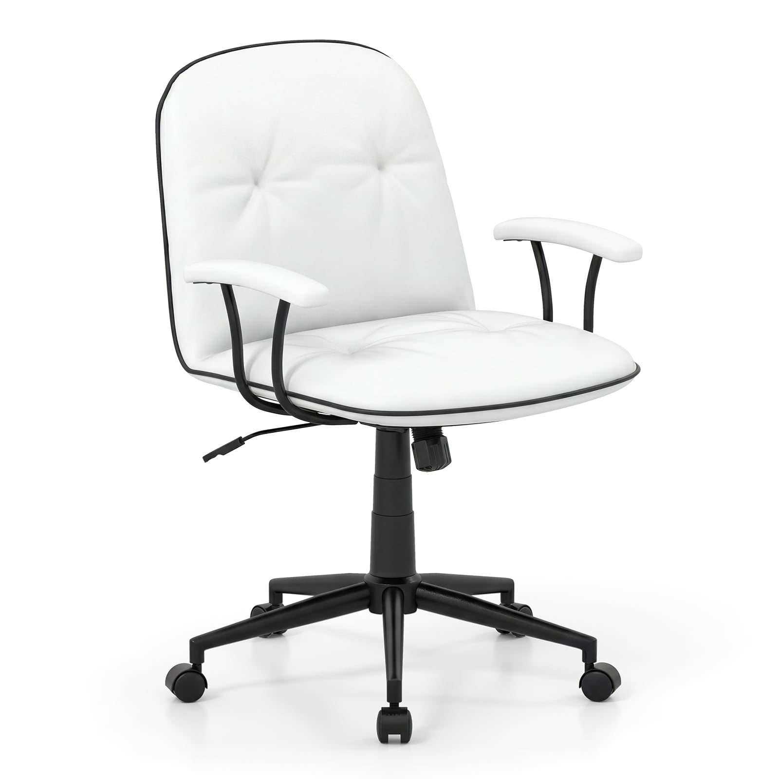 VLOR PU Leather Office Chair with Adjustable Height & Rocking-White - Savings Store