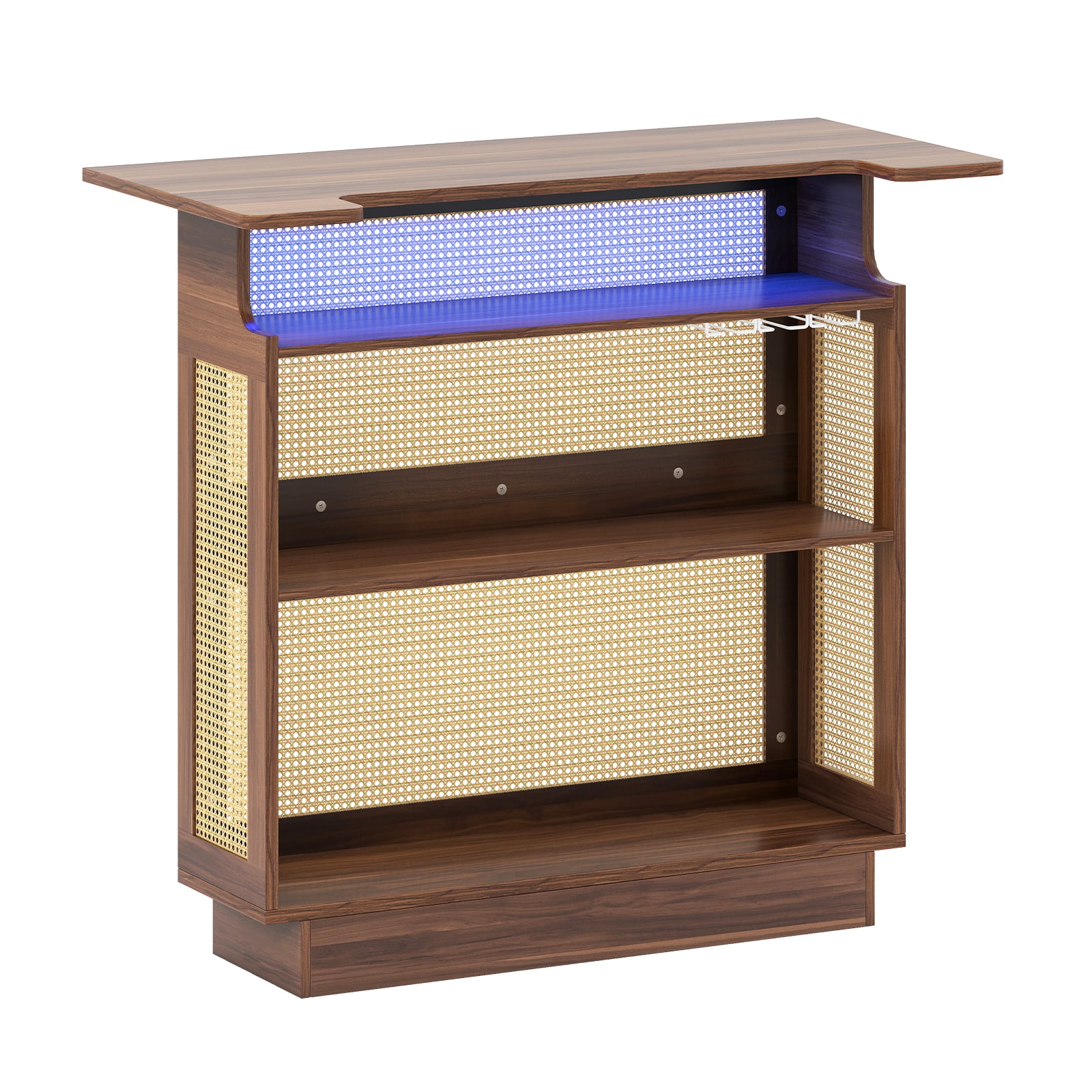 Home Bar Cabinet with LED Lights & App Control-Brown - Savings Store