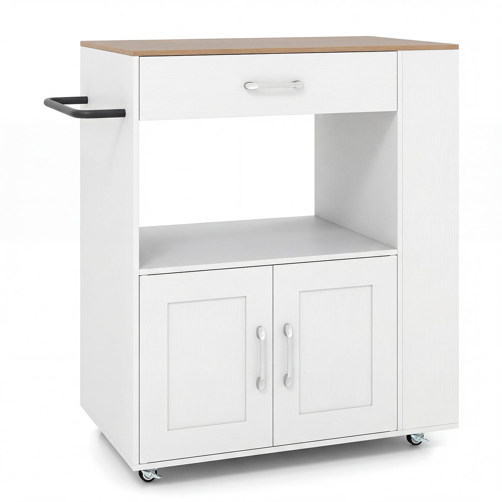 IVARA Kitchen Island Cart with Storage & Wheels-Natural & White - Savings Store