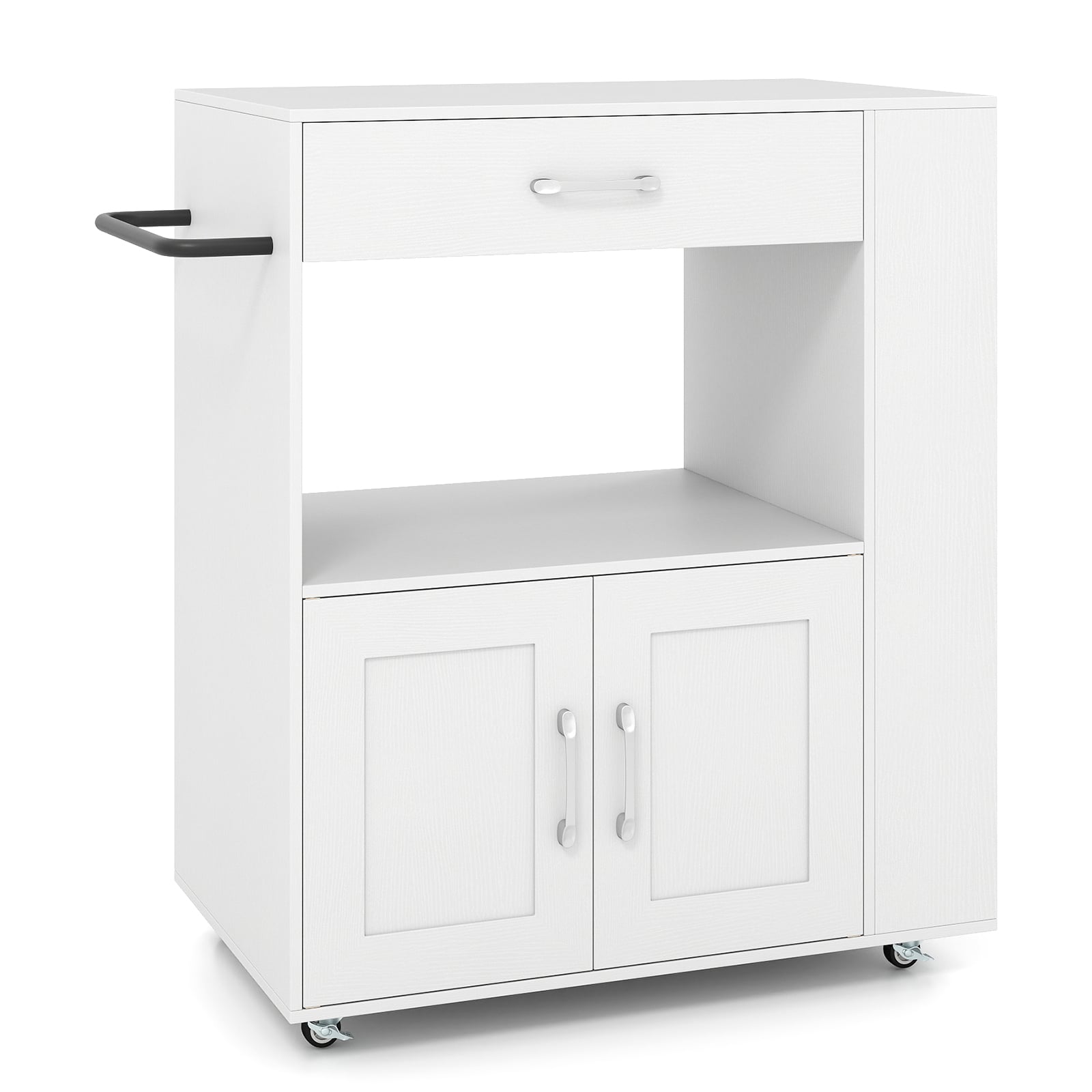 IVARA Kitchen Island Cart with Storage Rolling Kitchen Island on Wheels-White - Savings Store