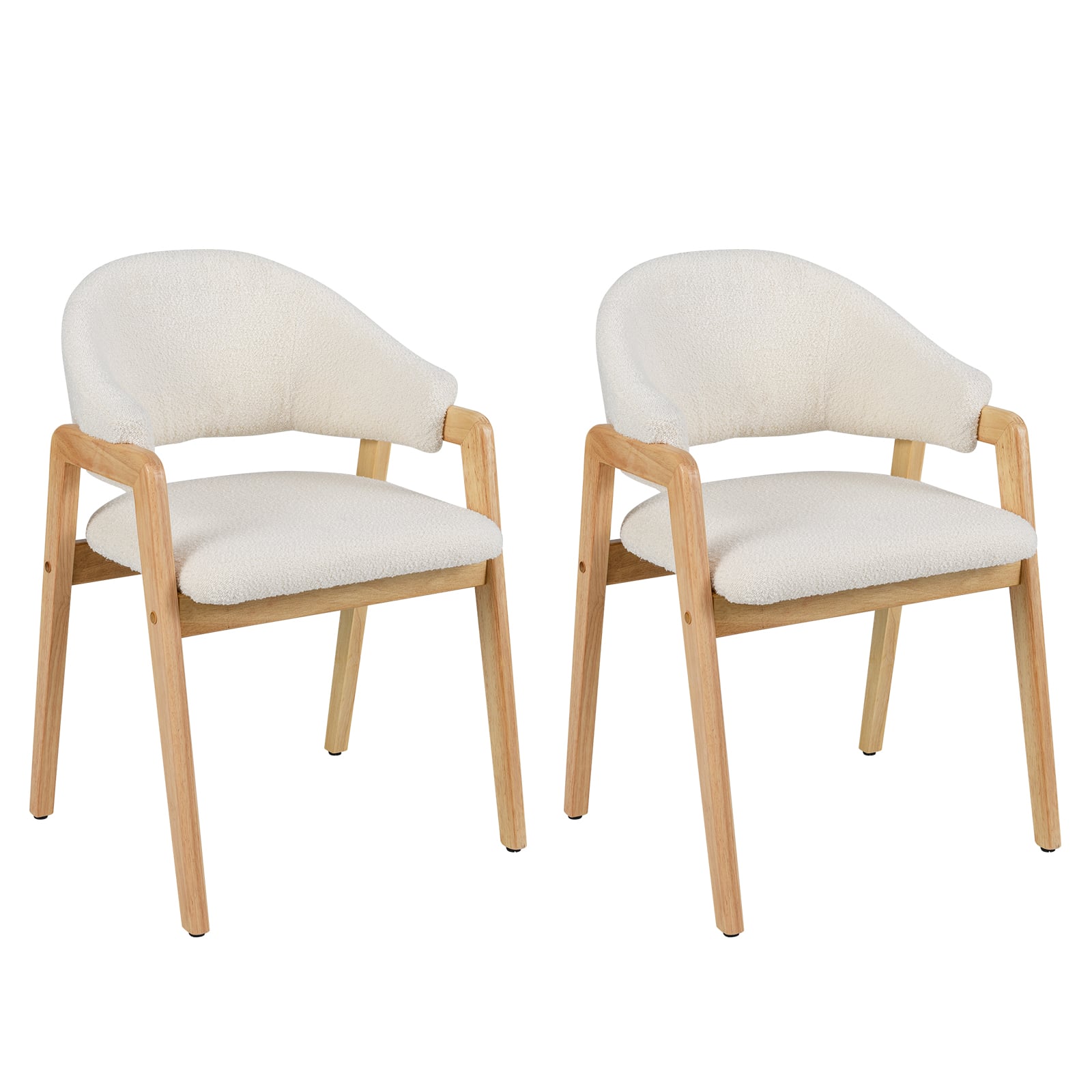 Set of 2 Dining Chairs with Padded Seat & Curved Back-White - Savings Store