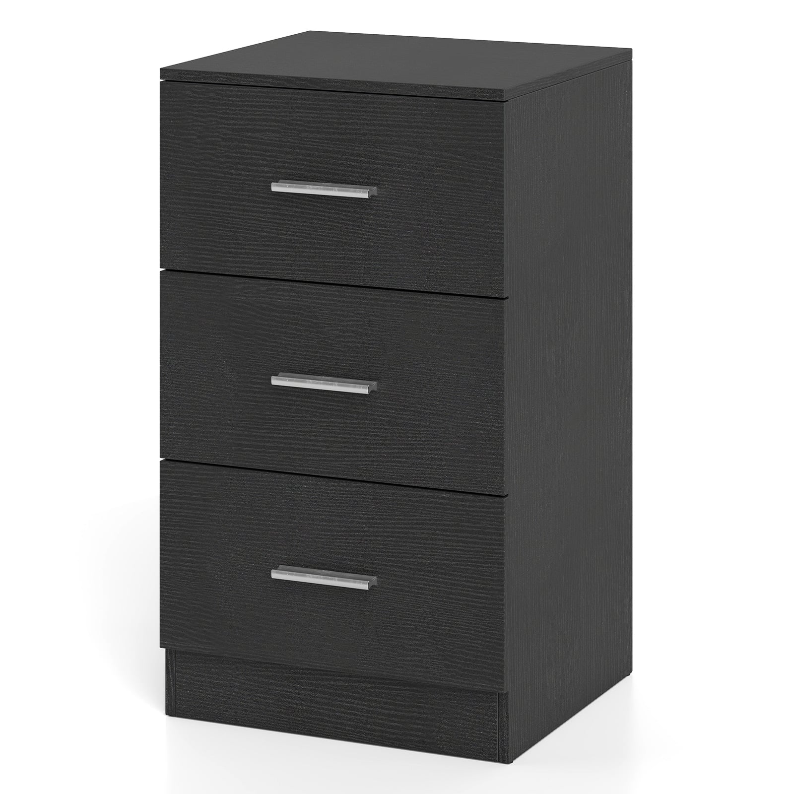 KLYRA Modern Bedside Table End Table with 3 Storage Drawers 2 Anti-tip Kits-Black - Savings Store
