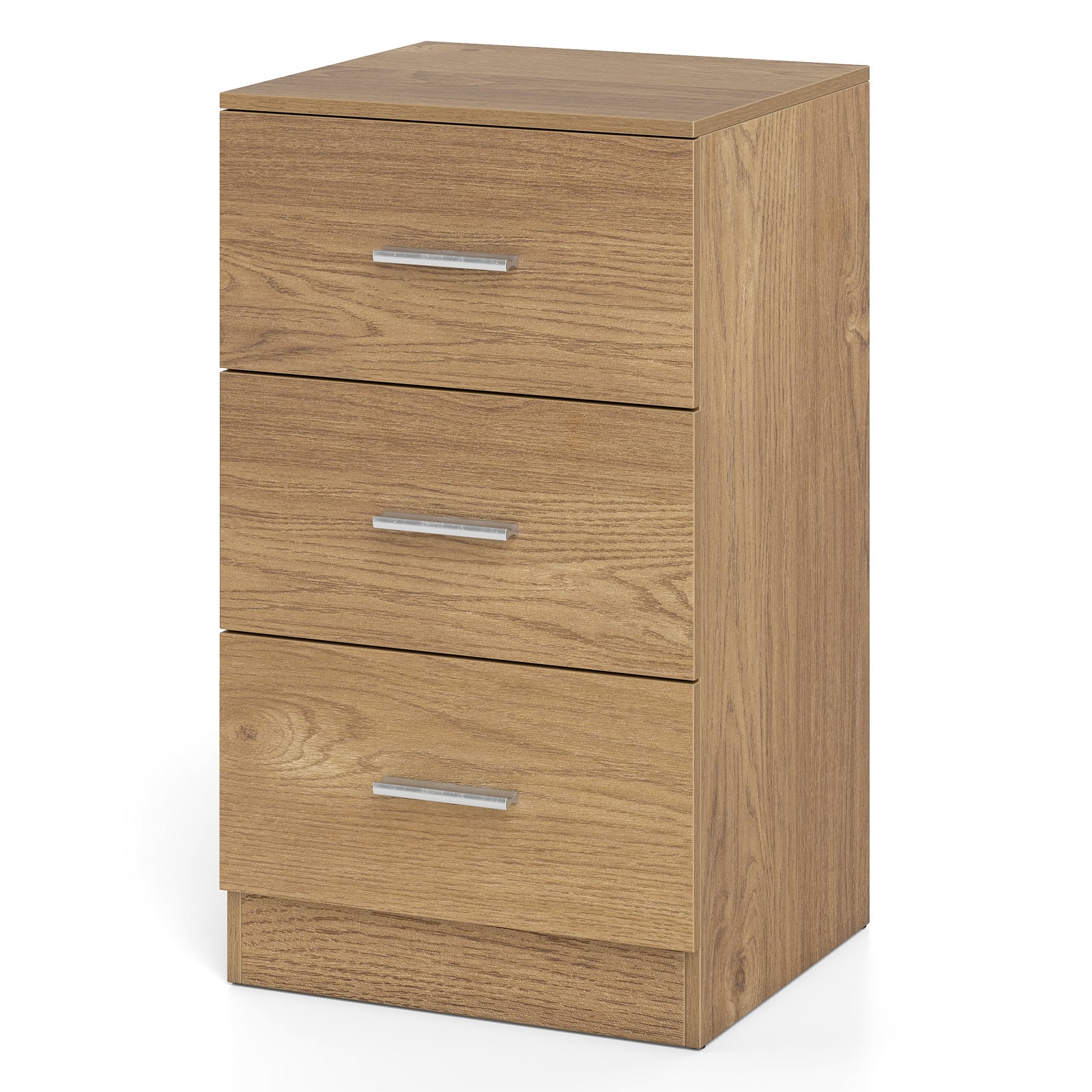 KLYRA Modern Bedside Table End Table with 3 Storage Drawers 2 Anti-tip Kits-Natural - Savings Store