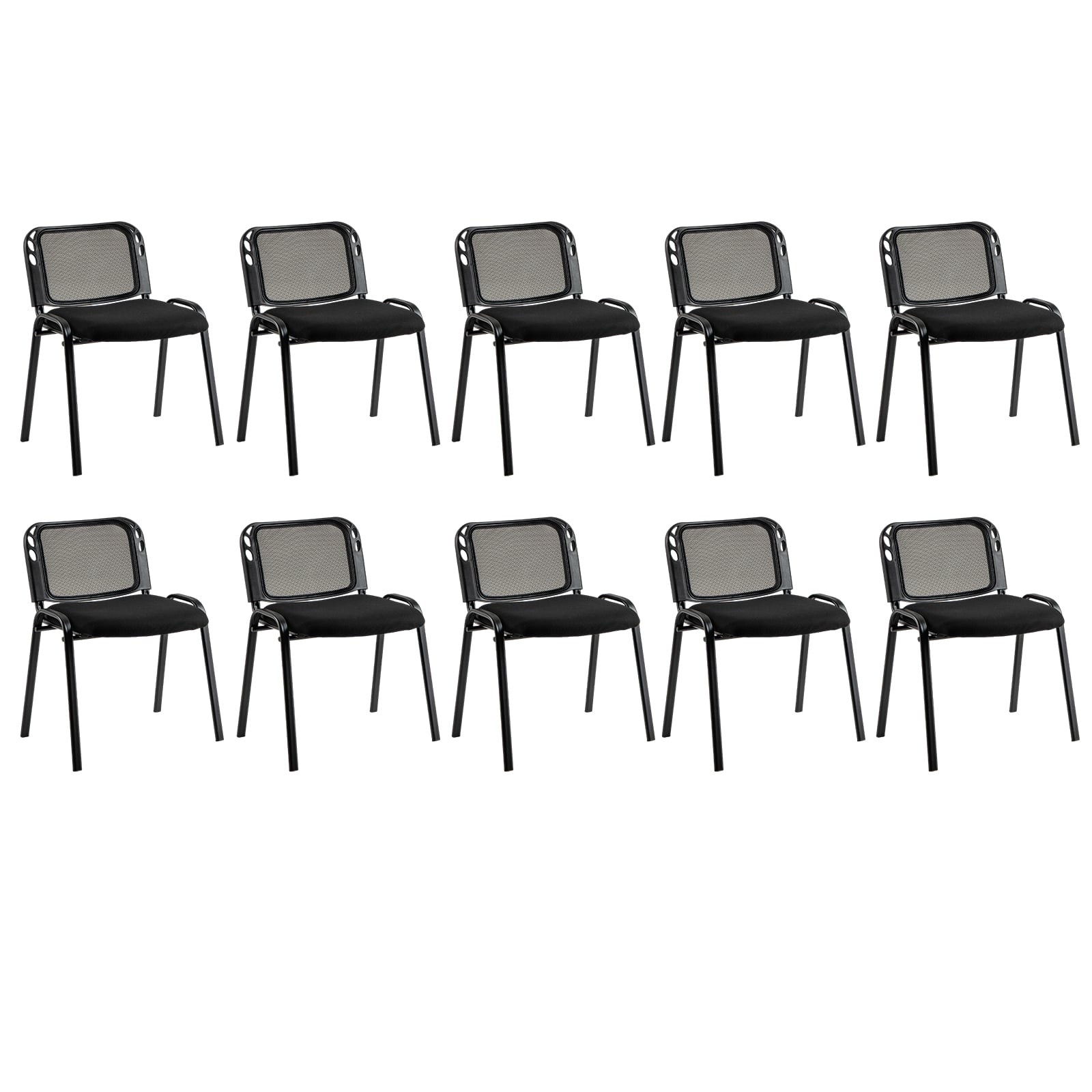 Set of 10 Stackable Waiting Room Chairs with Mesh Backrest-Black - Savings Store