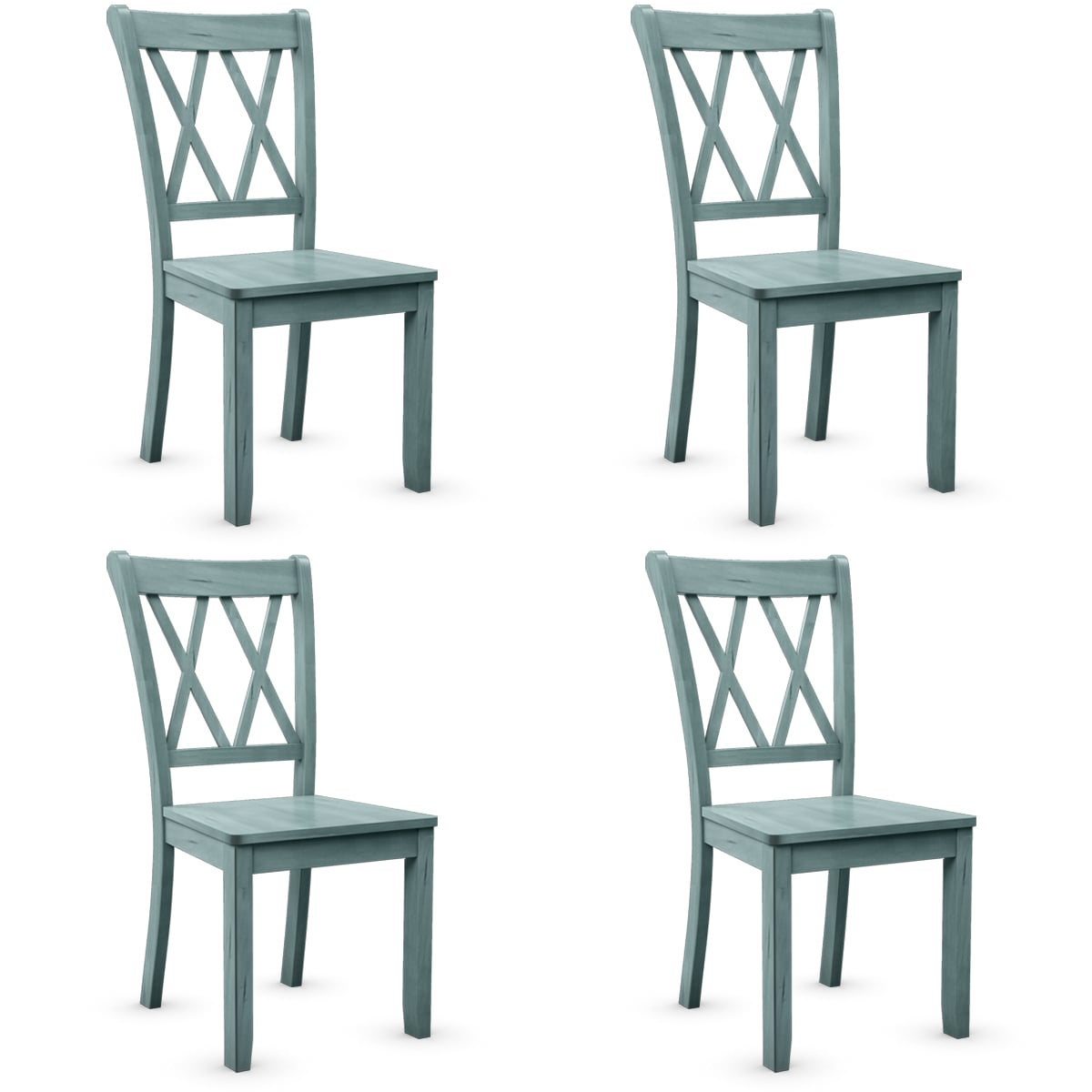Set of 4 Armless Wood Dining Chairs with Ergonomic Fluted Seat - Savings Store
