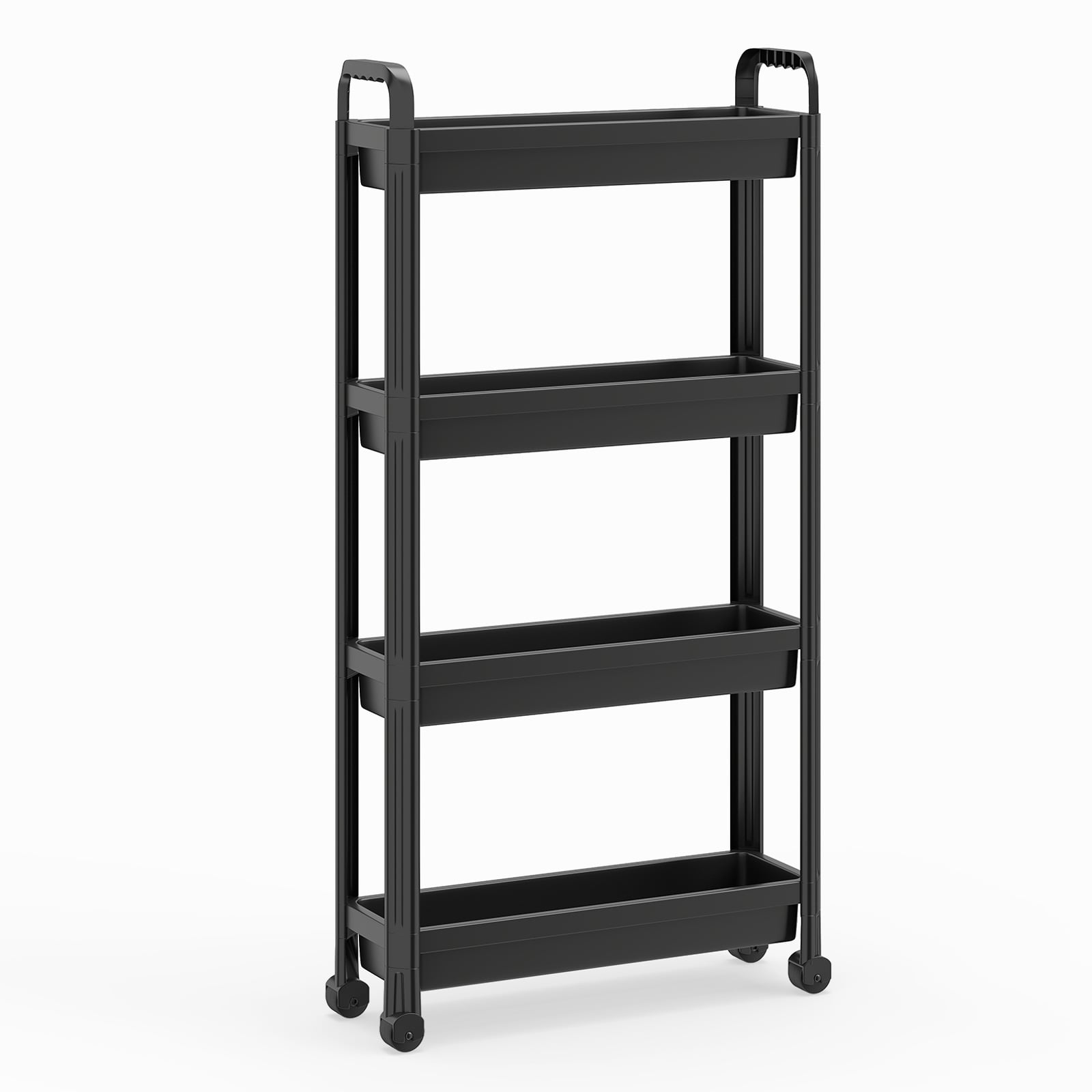 ORYON Slim Rolling Storage Cart 4-Tier Bathroom Organizer with Handles-Black - Savings Store