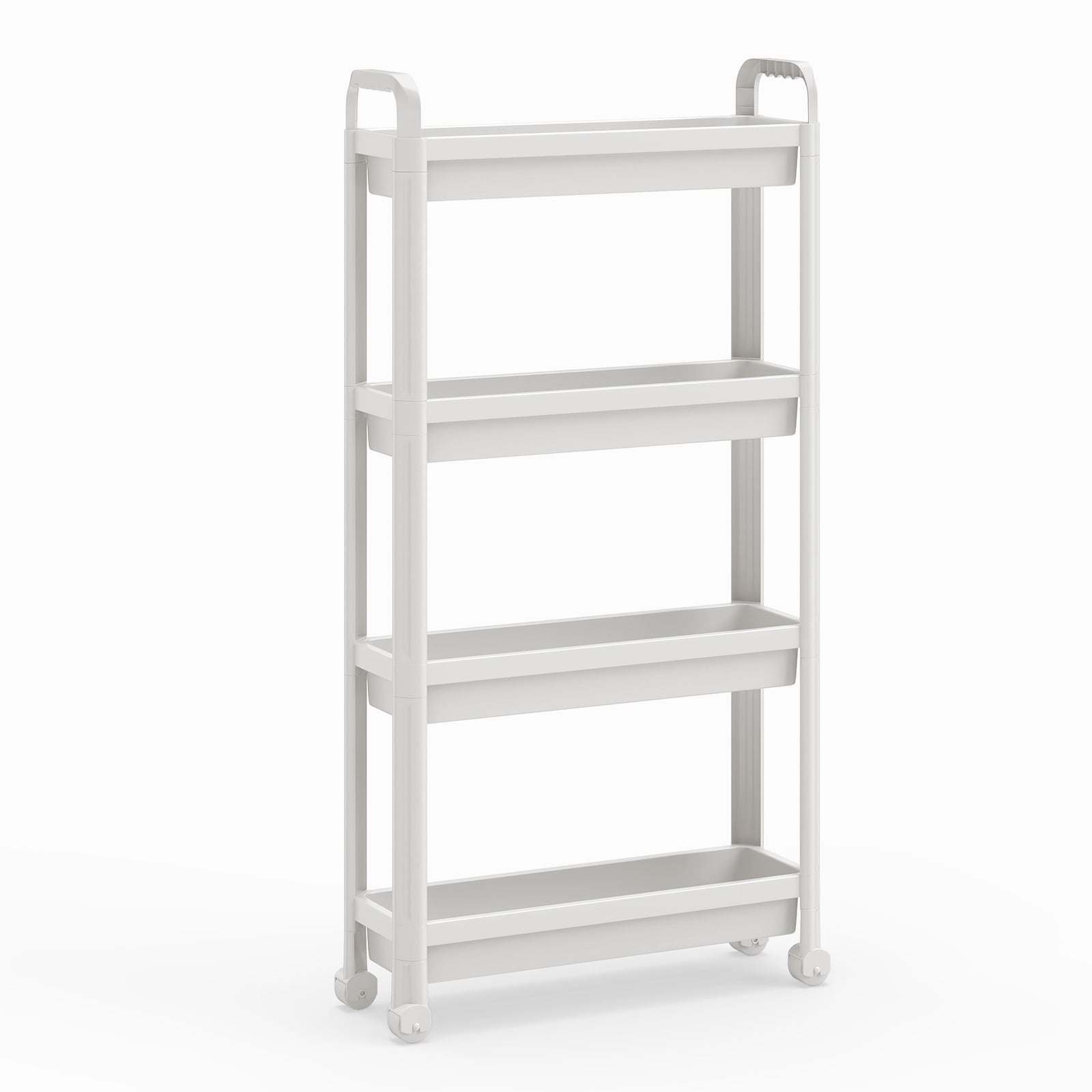 ORYON Slim Rolling Storage Cart 4-Tier Bathroom Organizer with Handles-White - Savings Store