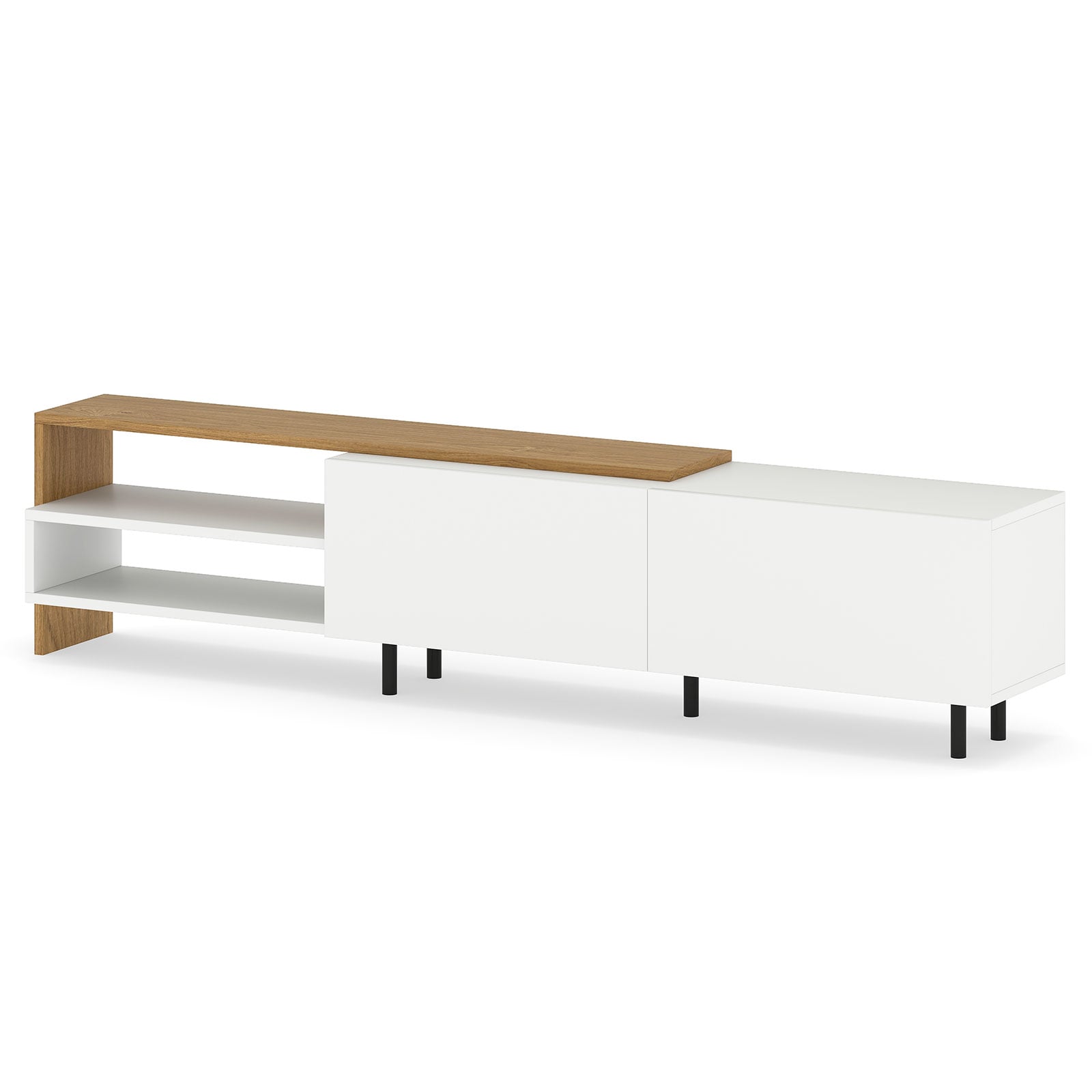 TV Stand for 80 Inches TVs with Storage Shelves and Cabinets-White - Savings Store