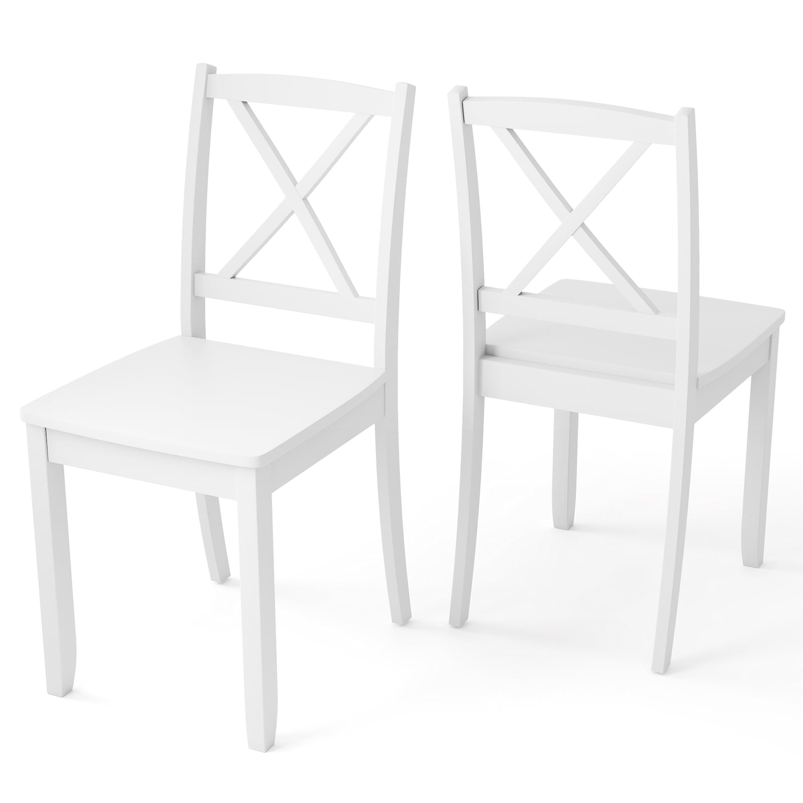 Wood Dining Chair Set of 2 with Rubber Wood Legs-White - Savings Store