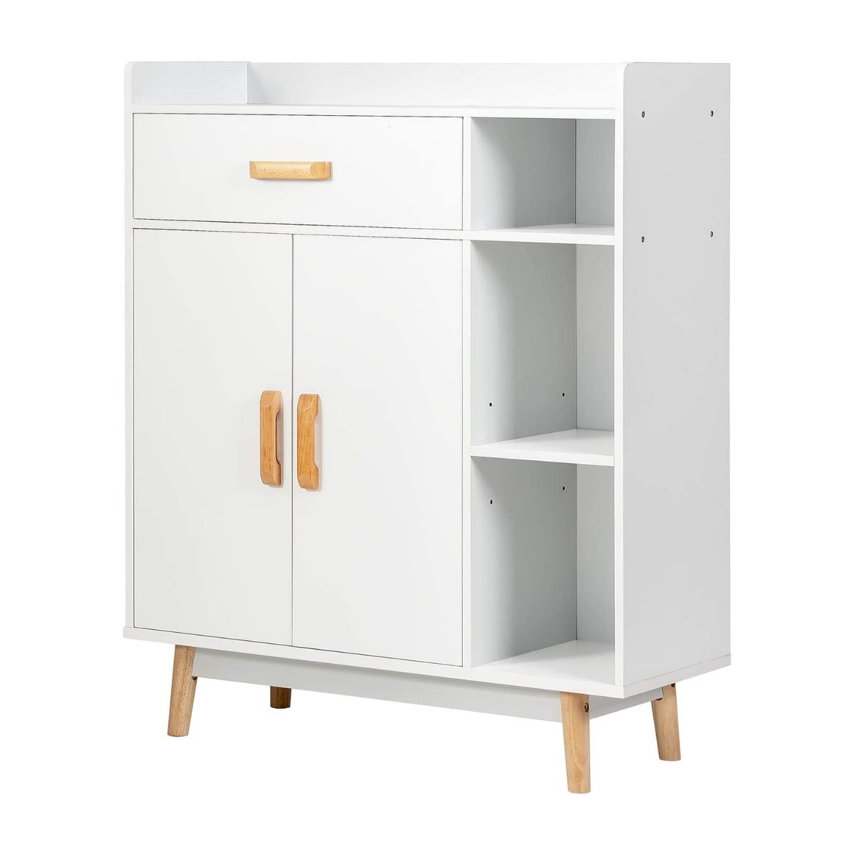 Freestanding Wooden Bookcase with Drawer and Adjustable Shelves - Savings Store