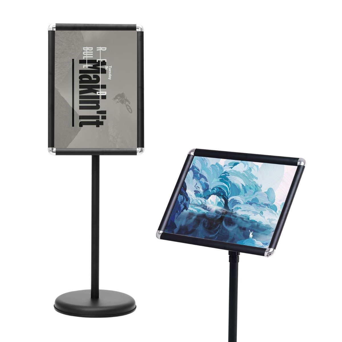 A3 Adjustable Poster Stand with Adjustable Height and 360° Rotation-Black - Savings Store
