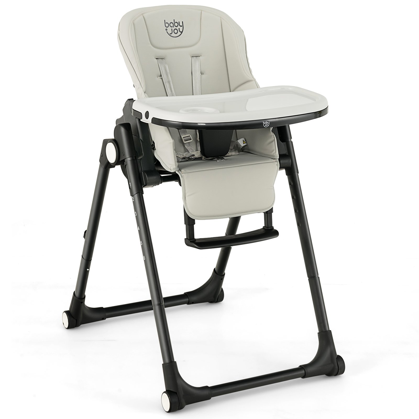 OVULTY 4-in-1 Foldable Baby High Chair with 6 Adjustable Heights and 5-Position Backrest-Grey - Savings Store