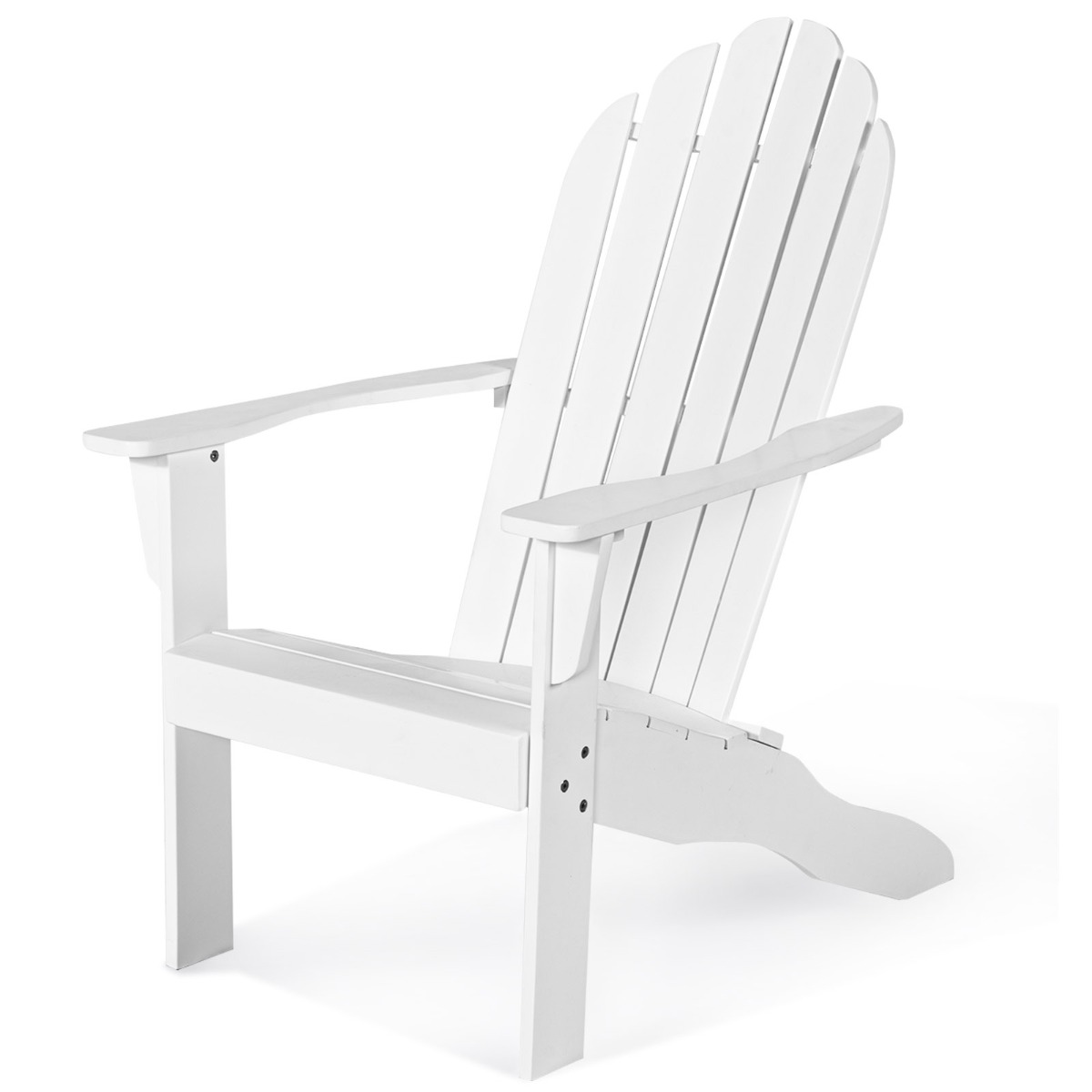 Garden Chair - Acacia Wood Adirondack Lounger Chair with Slatted Seating, Ergonomic Design-White - Savings Store