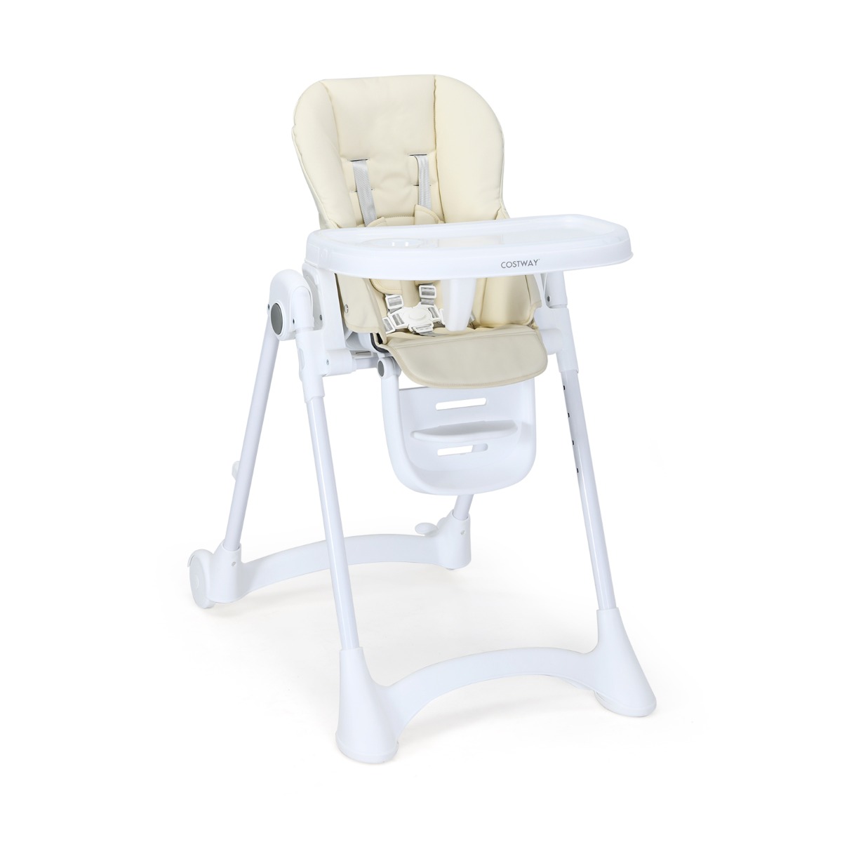 Height Adjustable Folding Highchair for Baby Toddler-Beige - Savings Store