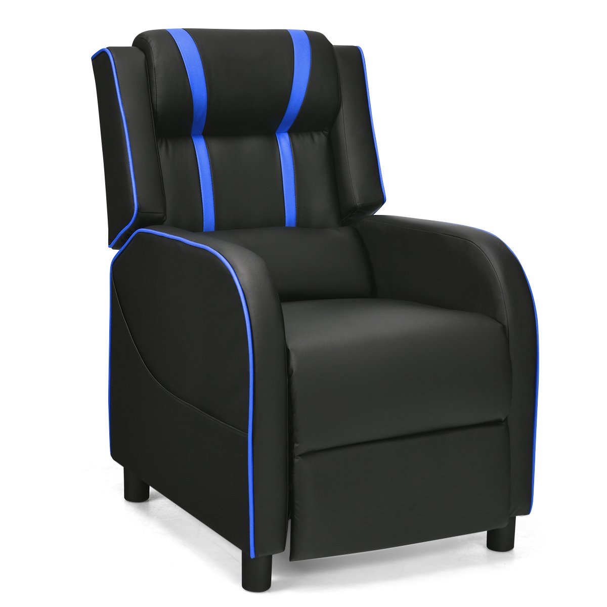 Office Chair - Adjustable Gaming Chair with Footrest Headrest and Lumbar Support Blue 63cm - Savings Store