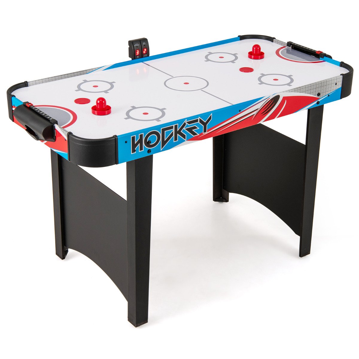 Air Hockey Table with LED Scoreboard and Powerful 12V Motor-Blue - Savings Store