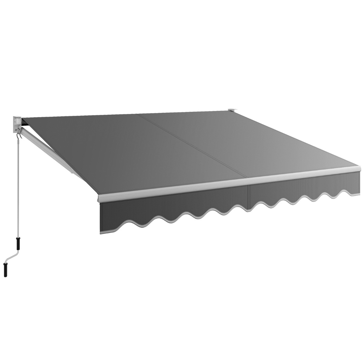 Aluminum Patio Sun Shade with Crank Handle and Water-Resistant Polyester-Grey - Savings Store