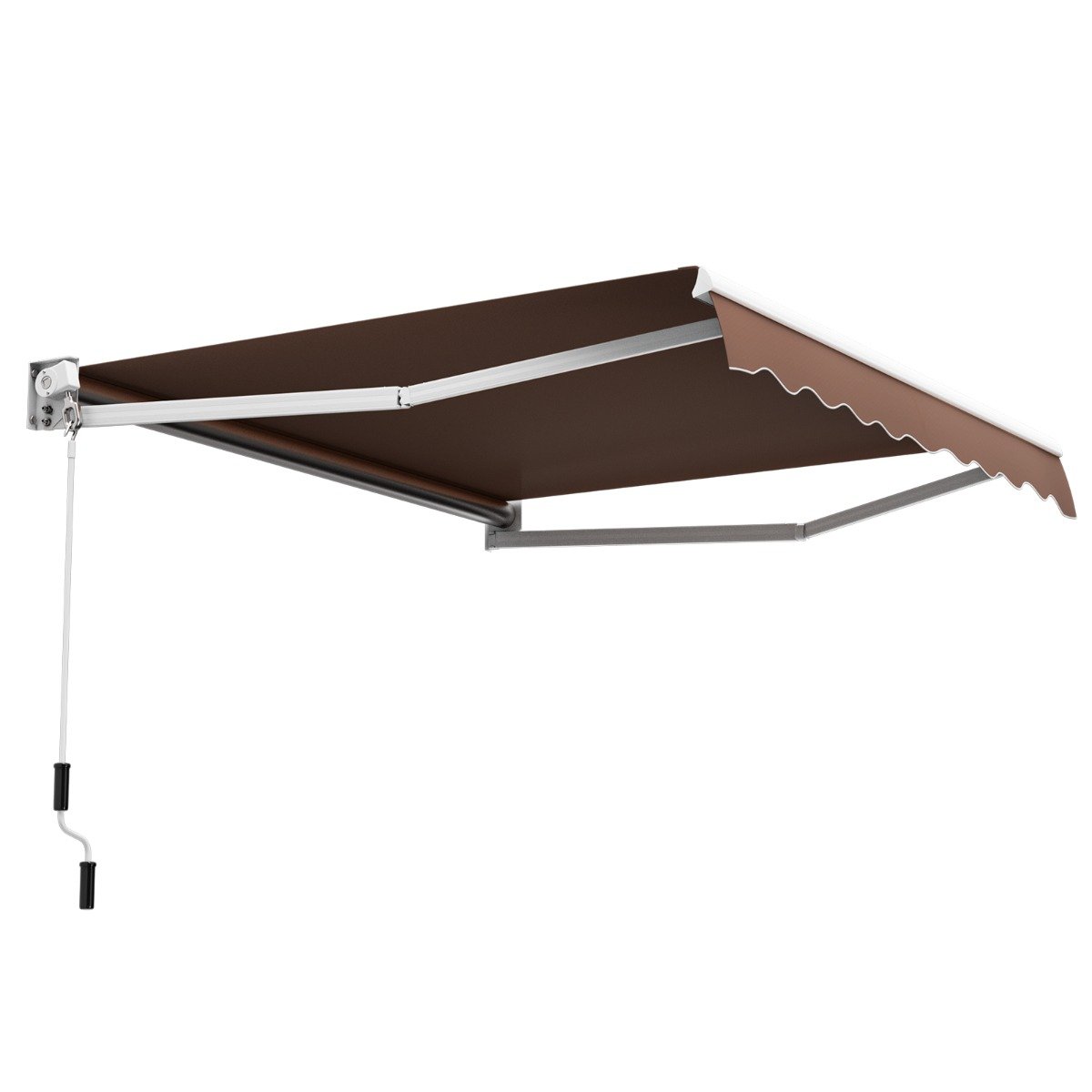 MARLITH Aluminum Patio Sun Shade with Crank Handle and Water-Resistant Polyester-Brown - Savings Store