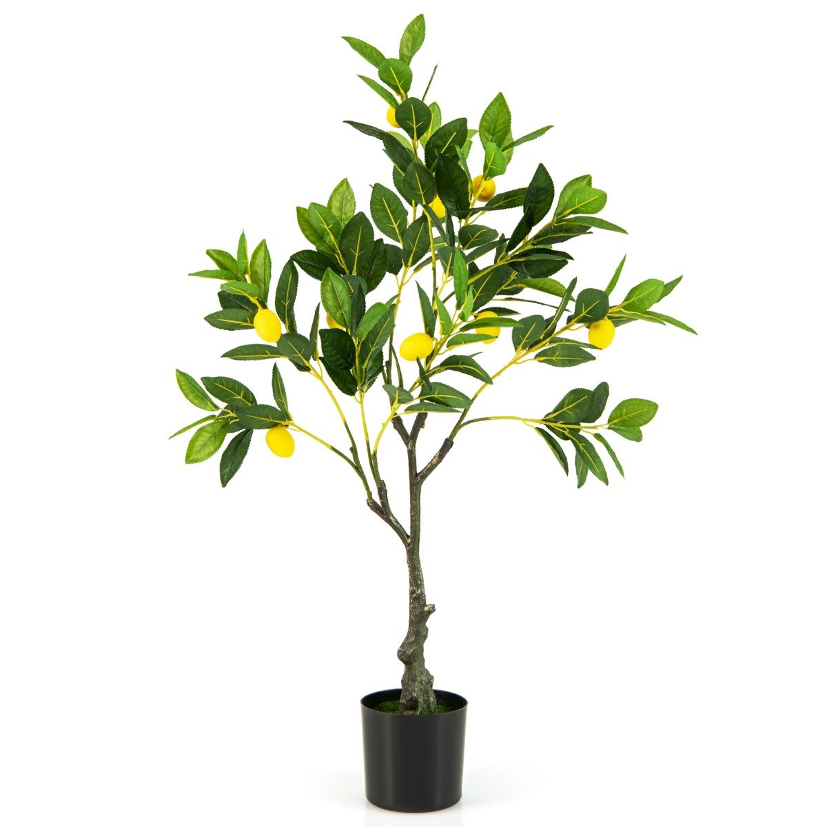ANZO 80/120/160cm Tall Fake Lemon Plant with Lemon Fruits and Cement Pot-0.8M - Savings Store