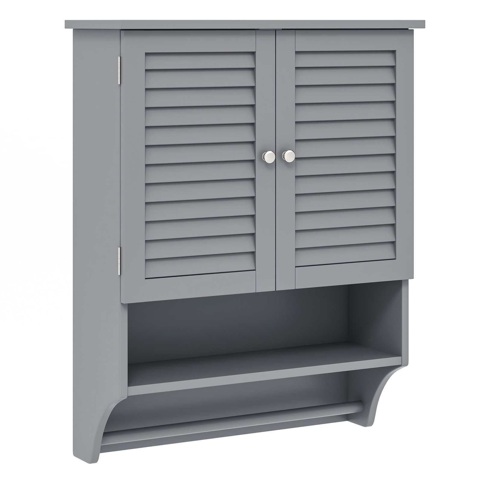 Bathroom Cabinet - Bathroom Wall Cabinet with 2 Doors and 3-Position Adjustable Shelf-Grey - Savings Store