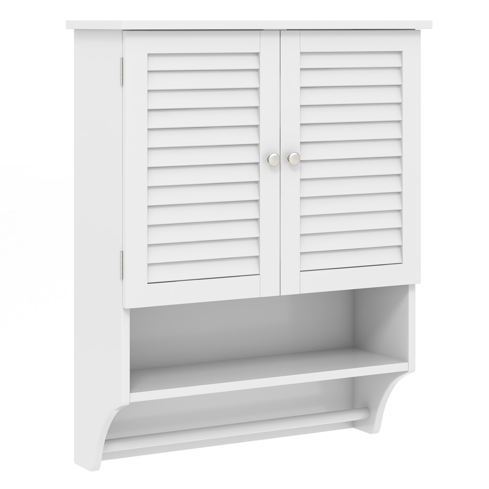 Bathroom Cabinet - Bathroom Wall Cabinet with 2 Doors and 3-Position Adjustable Shelf-White - Savings Store