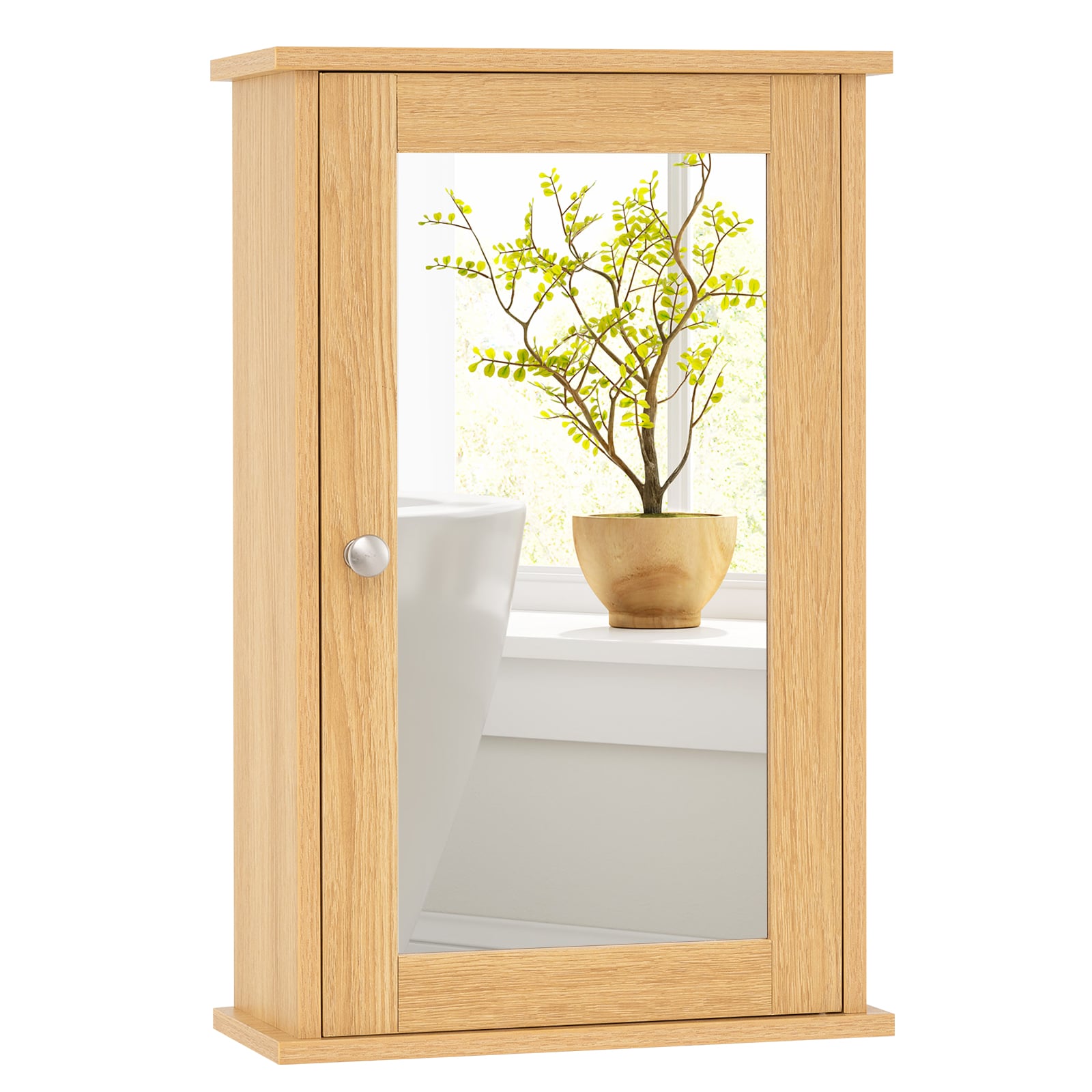 WRIX Bathroom Medicine Cabinet with Mirror and Adjustable Shelf-Natural - Savings Store