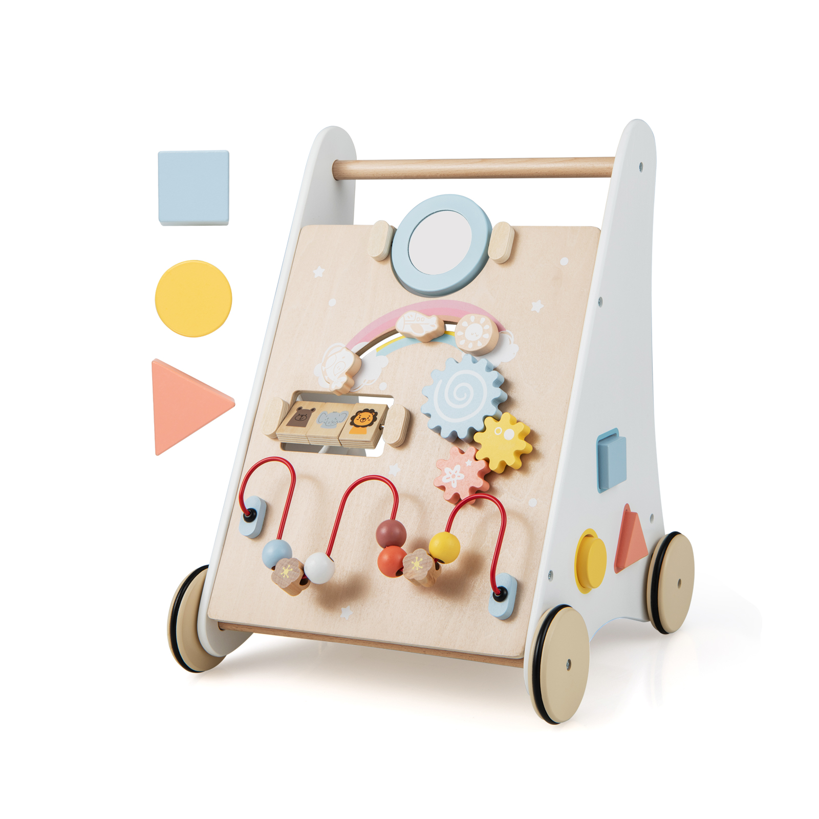 Baby Walker - 7 in 1 Baby Wooden Baby Walker for 1+ Year Old-White - Savings Store