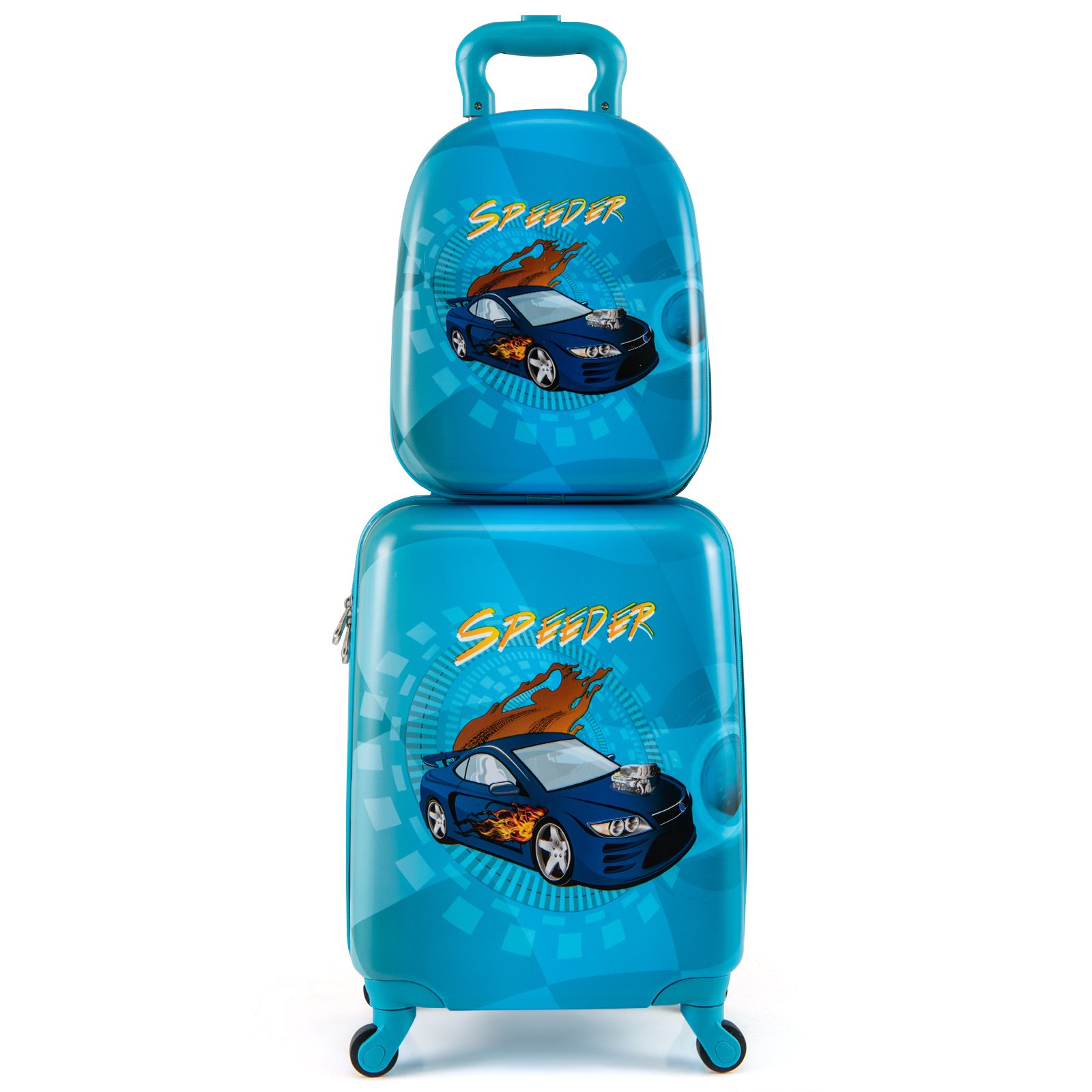 STARVEIL 2 Pieces Kid Luggage Set with 4 Spinner Wheels and Telescopic Handle-Navy - Savings Store