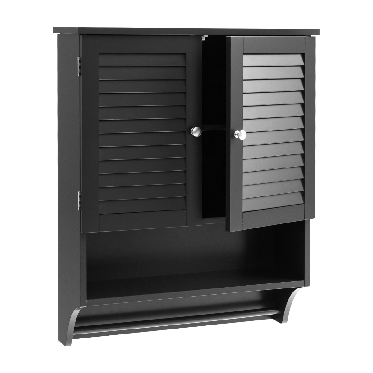 Bathroom Wall Cabinet with 2 Doors and 3-Position Adjustable Shelf-Black - Savings Store