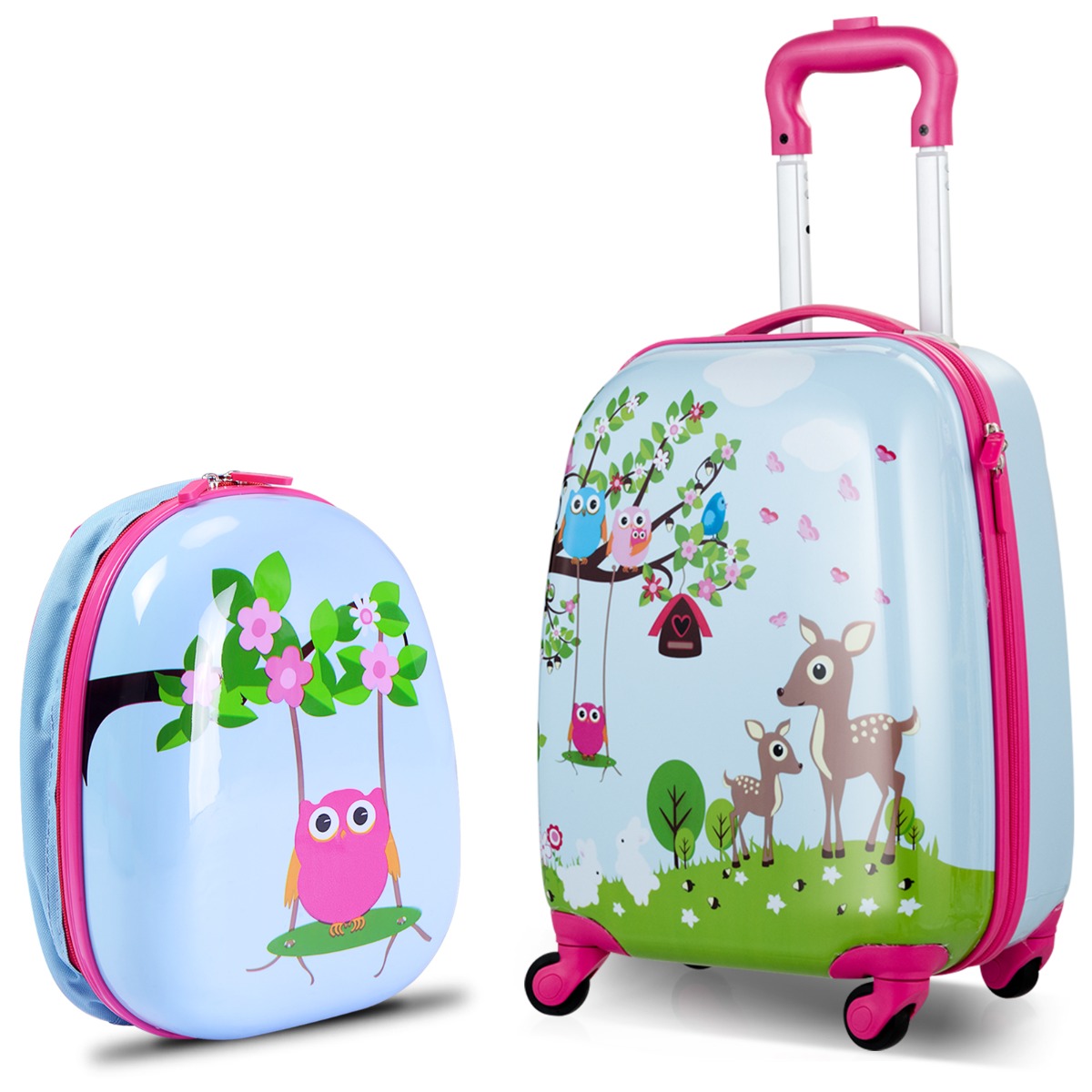 2 Pieces Kids Luggage Set with Carry-on Suitcase and Backpack-Forest - Savings Store