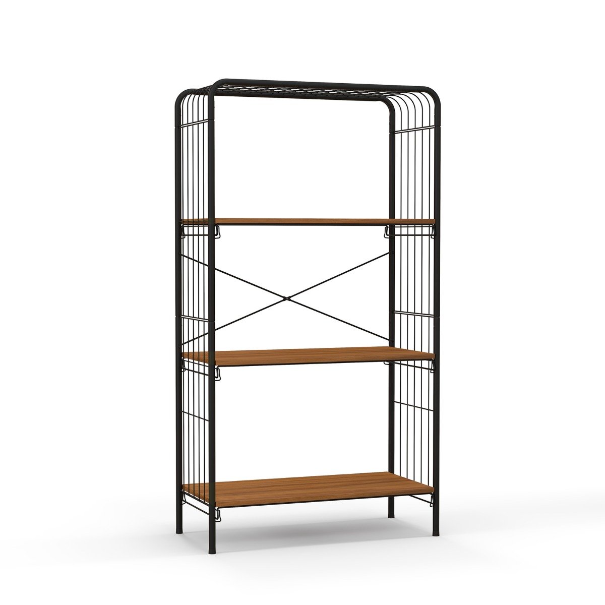 Bookcase - 4-Tier Bookshelf Open-Back Storage Shelf with Metal Frame - Savings Store