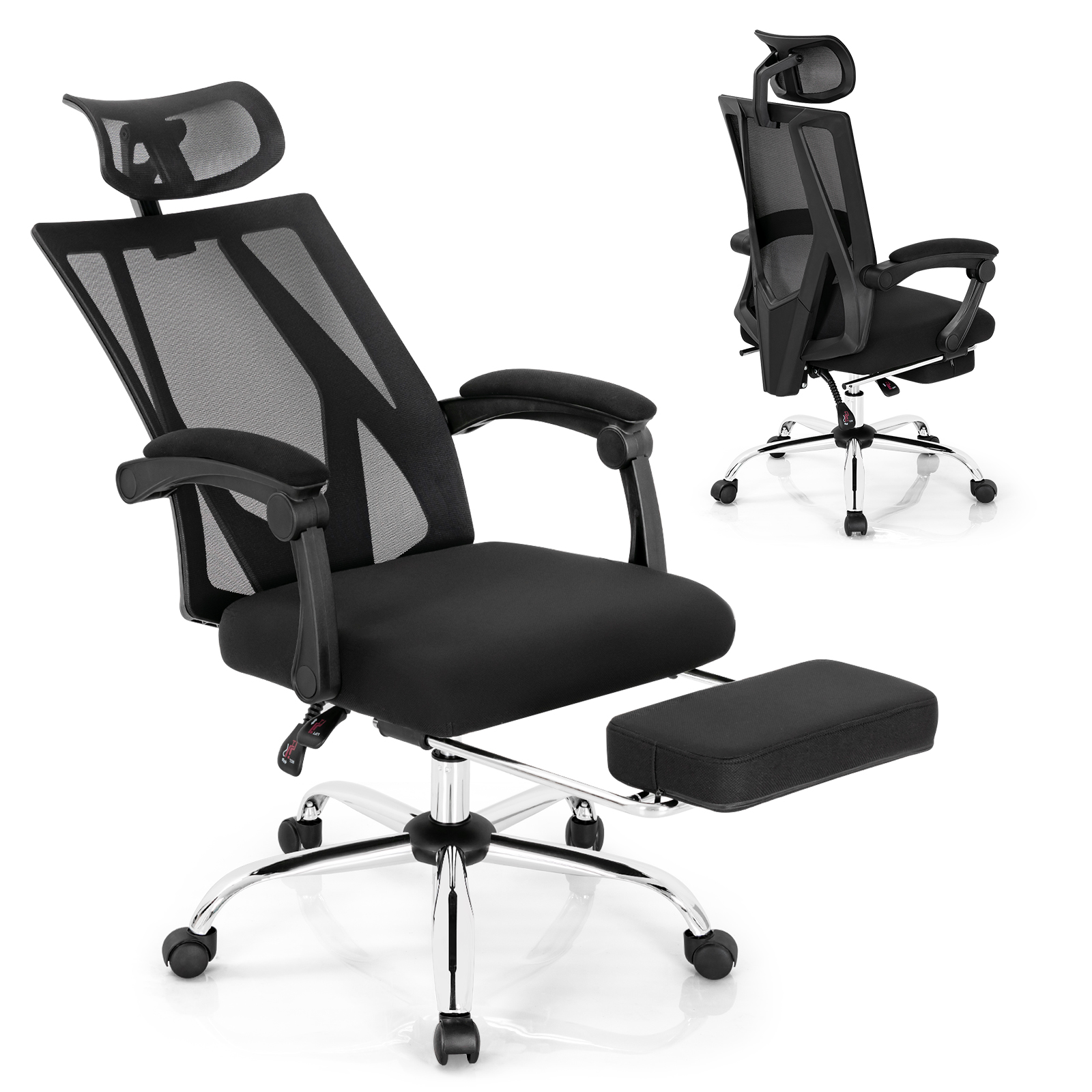 Ergonomic Recliner Mesh Office Chair with Retractable Footrest - Savings Store