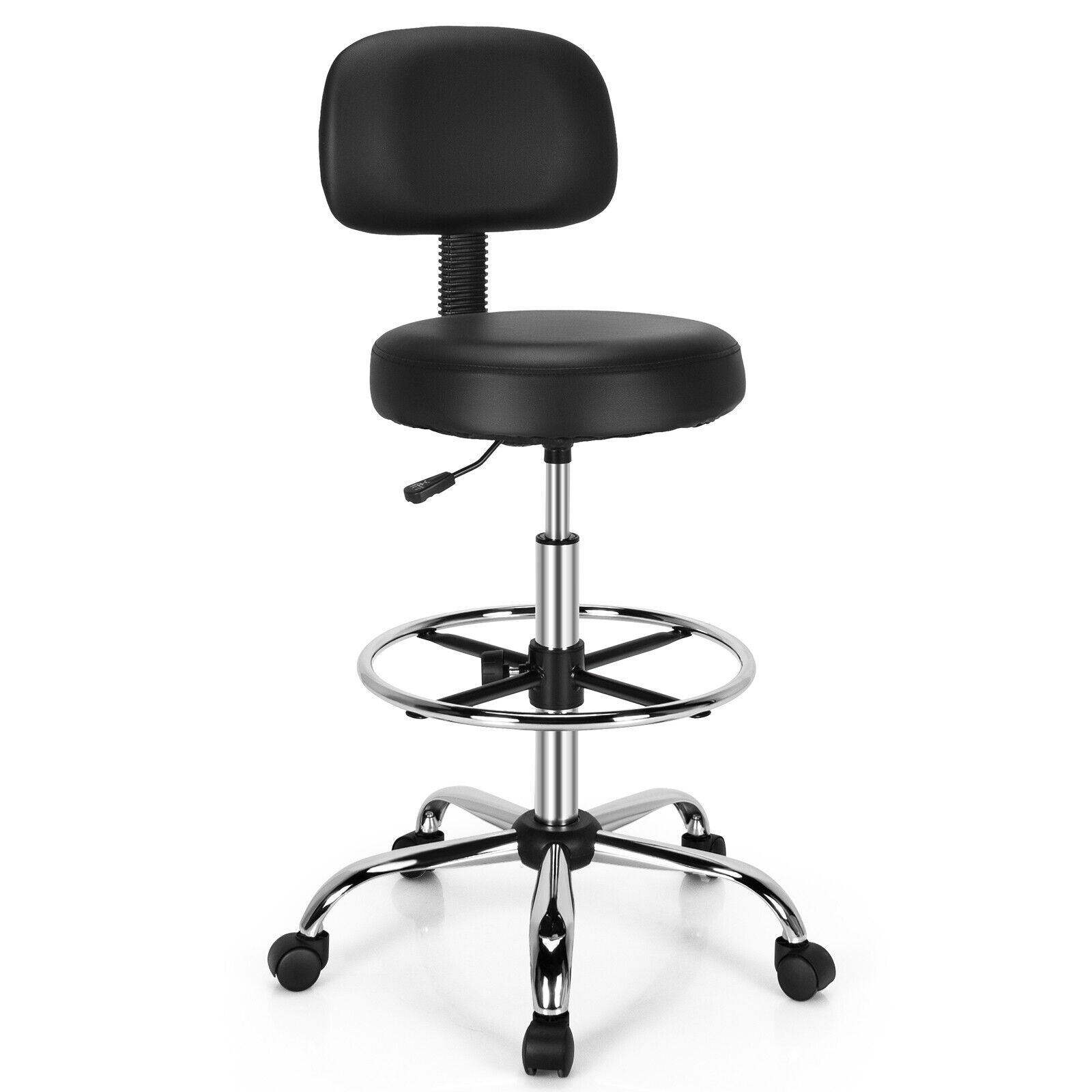 Ergonomic Drafting Chair with Backrest and Adjustable Footrest - Savings Store