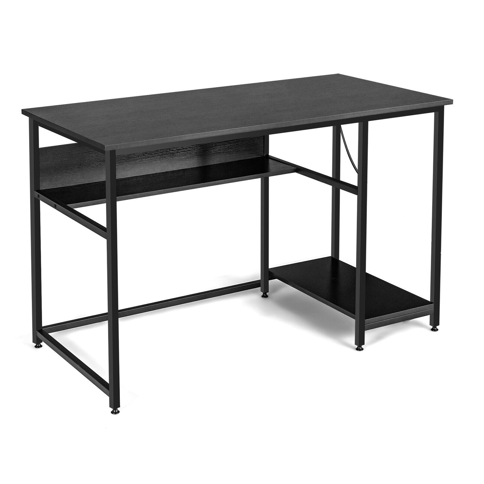 Computer Desk - Industrial Computer Desk with Storage Shelf and CPU Stand Black 120cm - Savings Store