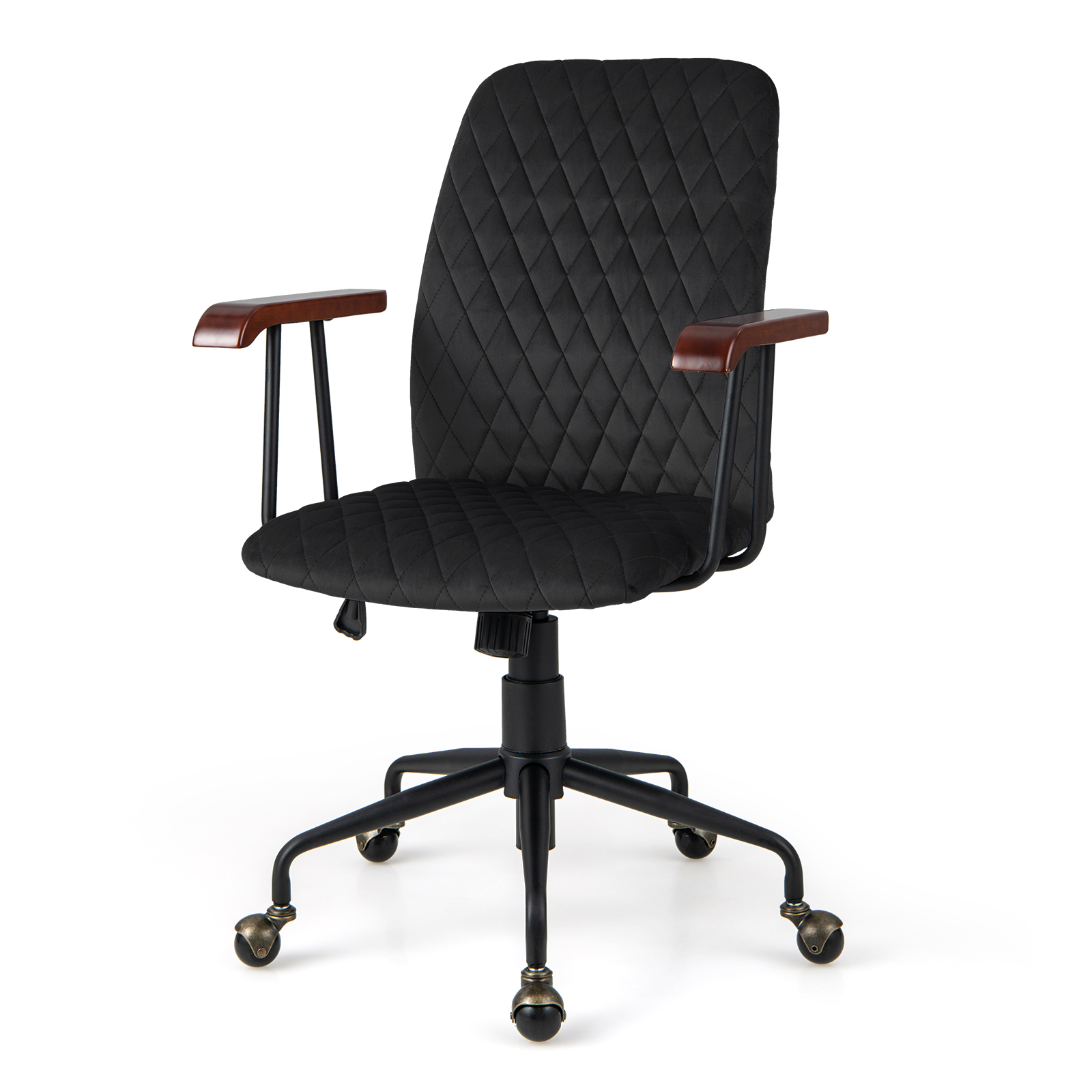 Adjustable Velvet Rocking Leisure Chair with Padded Seat-Black - Savings Store