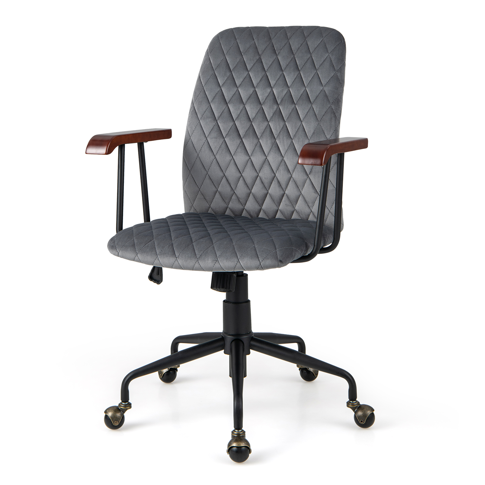 Adjustable Velvet Rocking Leisure Chair with Padded Seat-Grey - Savings Store