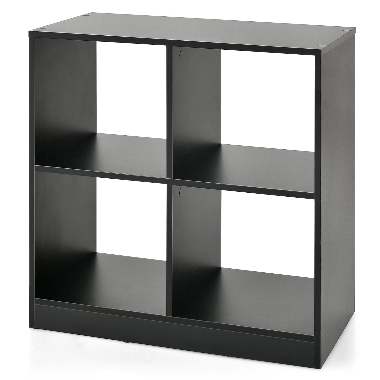 Display Rack - 4-cube Wooden Storage Cabinet with Anti-Toppling Device -Black - Savings Store