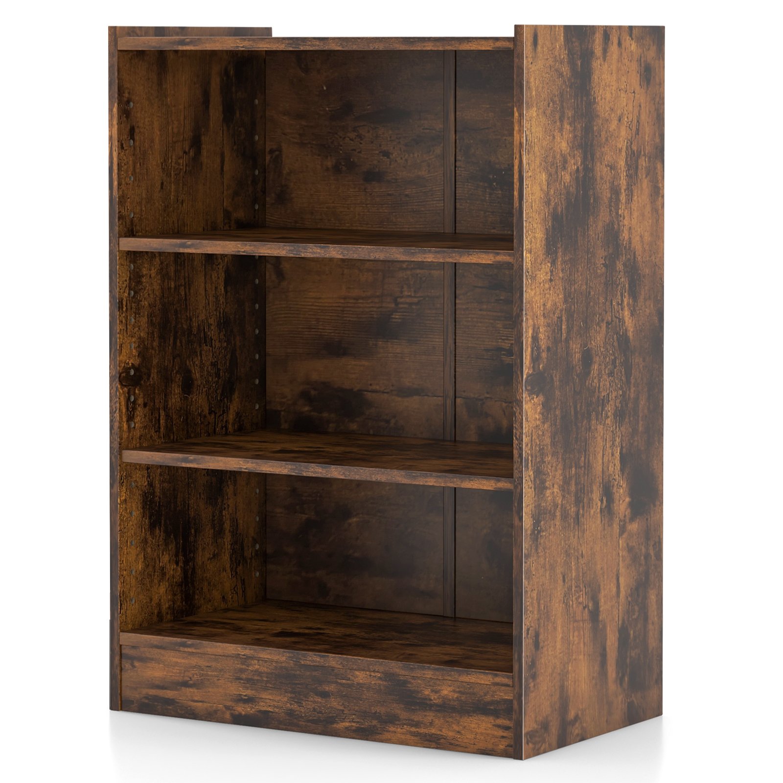 Bookcase - 3-Tier Floor Standing Open Bookshelf with Anti-toppling Device-Rustic Brown - Savings Store