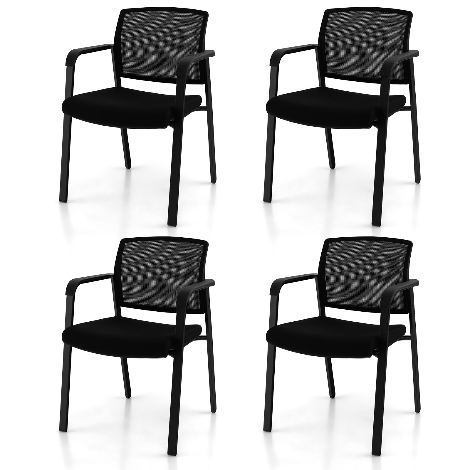 4-Pack Office Conference Chair Set Mesh Guest Reception Stack Chairs - Savings Store