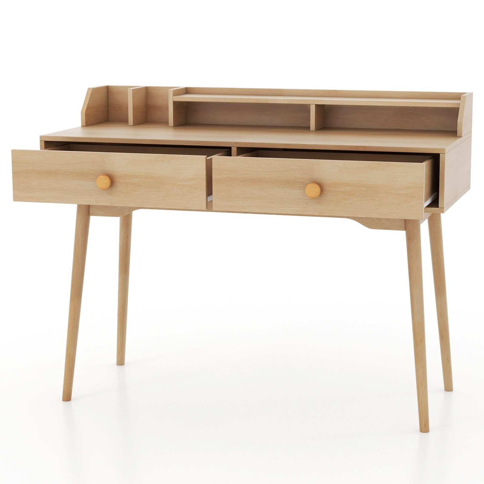 Computer Desk - Writing Desk with Hutch and Drawers for Bedroom Natural 120cm - Savings Store