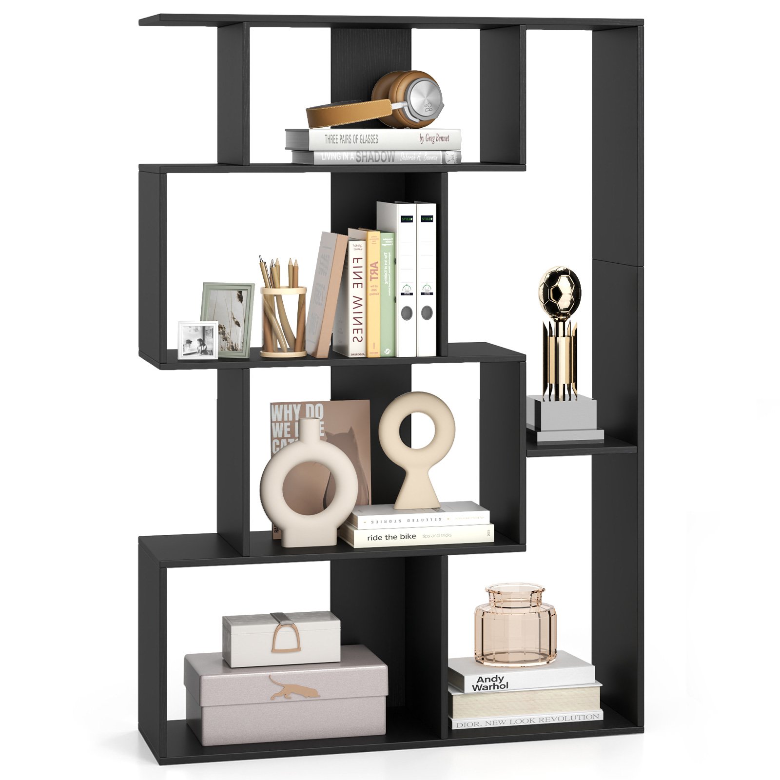 TARERE 6-Cube Open-back Geometric Bookshelf with Anti-tip Kits-Black - Savings Store